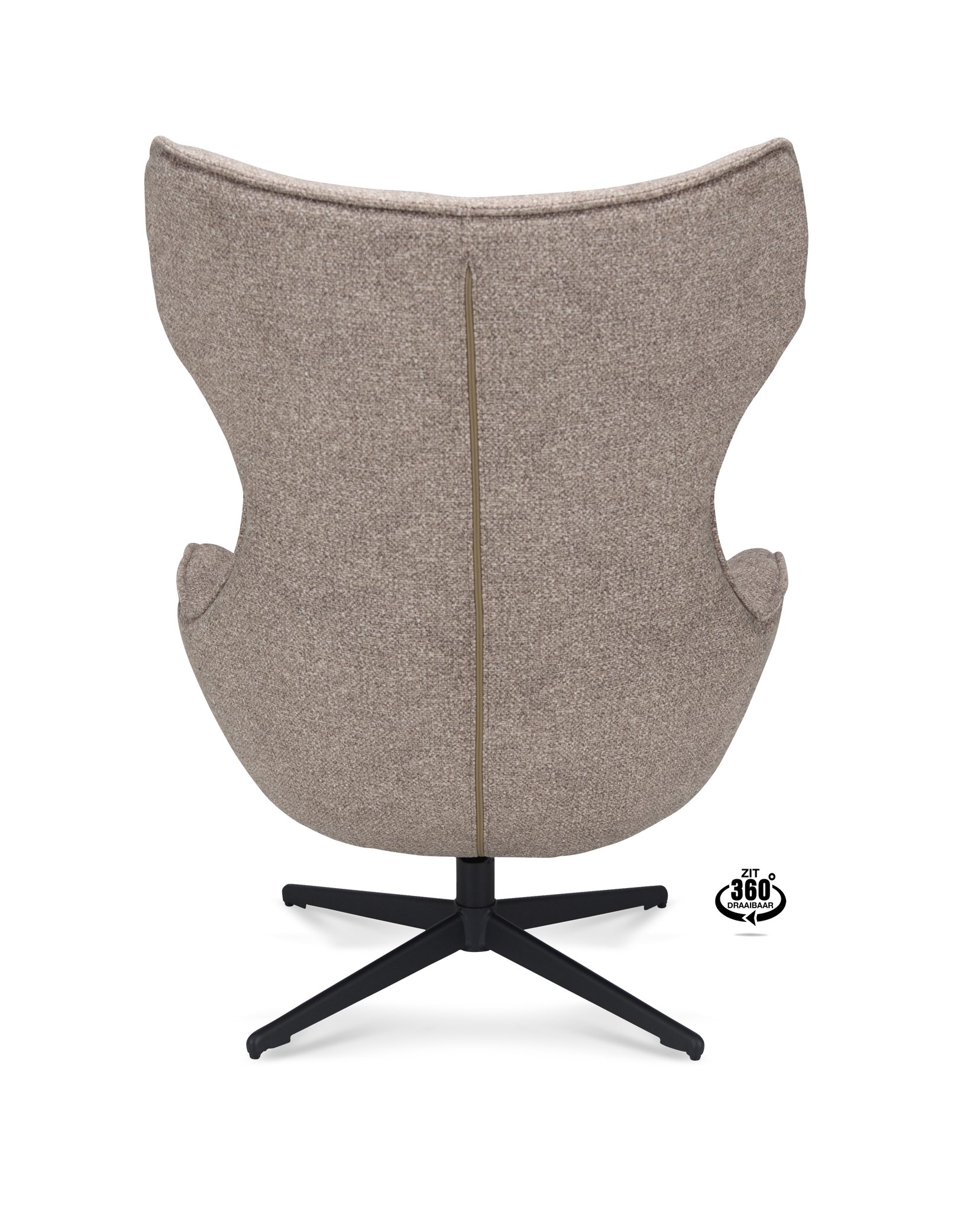 2041346-4.jpg Lounge Chair Ontario Fabric Leo 32 Mocca Leg Black 360° Swivel - Afbeelding 5