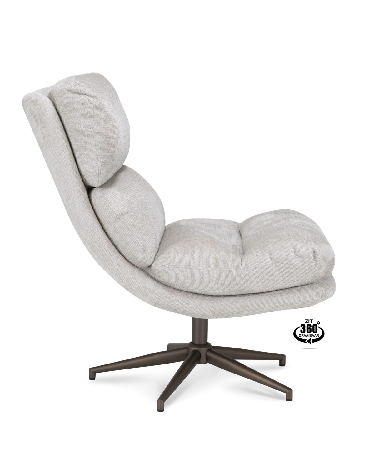 Fauteuil Lodge Stof Movie Natural 01 Poot Brons 360° - Afbeelding 3