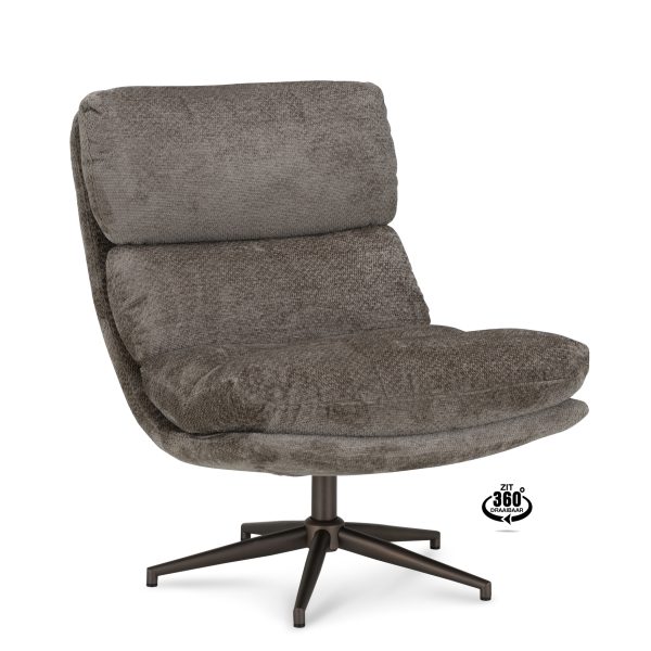 Lounge Chair Lodge Fabric Movie Taupe 12 Leg Bronze 360°