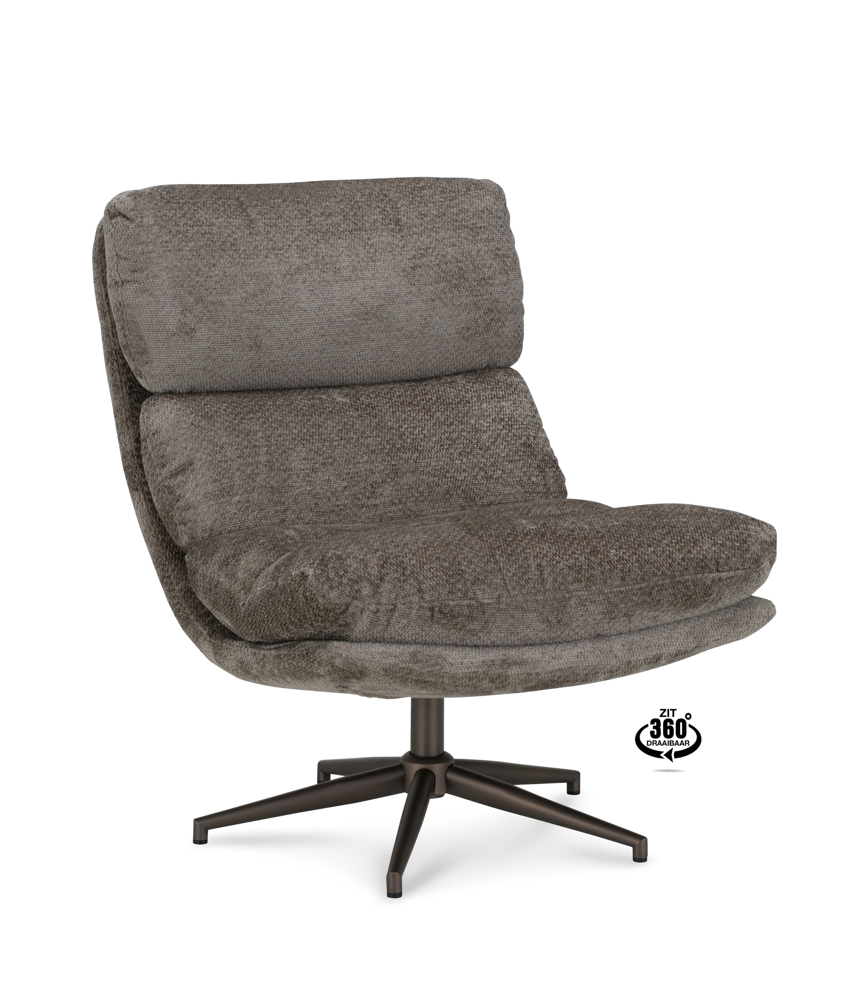 2047669-0.jpg Lounge Chair Lodge Fabric Movie Taupe 12 Leg Bronze 360° - Afbeelding 1