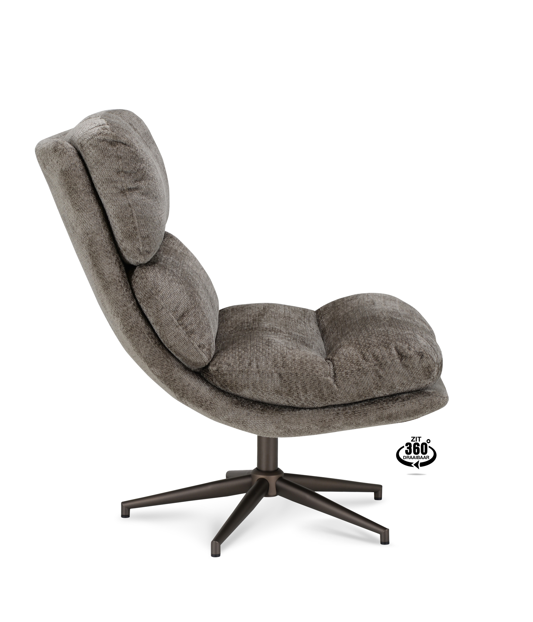 2047669-2.jpg Lounge Chair Lodge Fabric Movie Taupe 12 Leg Bronze 360° - Afbeelding 3