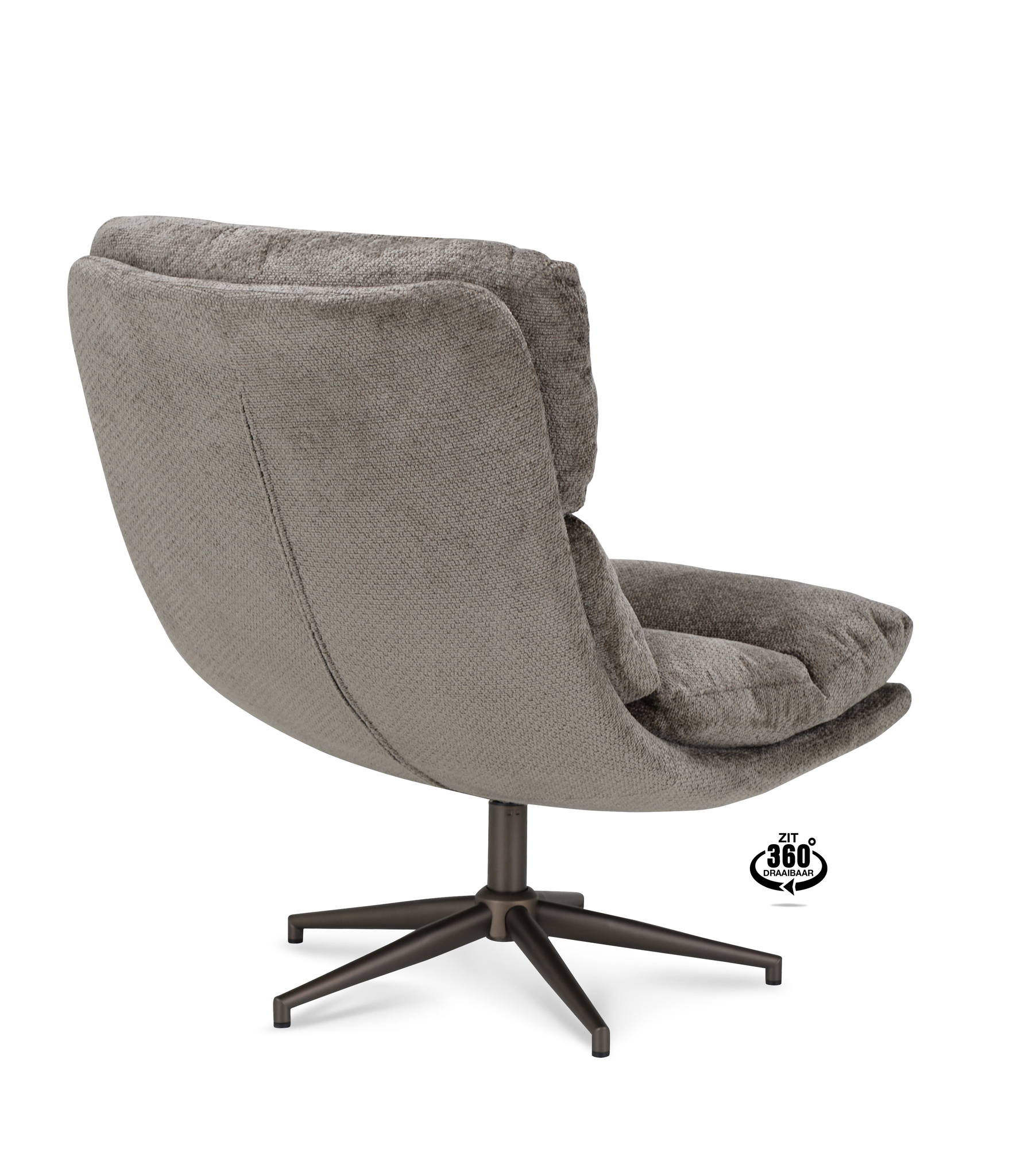 2047669-3.jpg Lounge Chair Lodge Fabric Movie Taupe 12 Leg Bronze 360° - Afbeelding 4