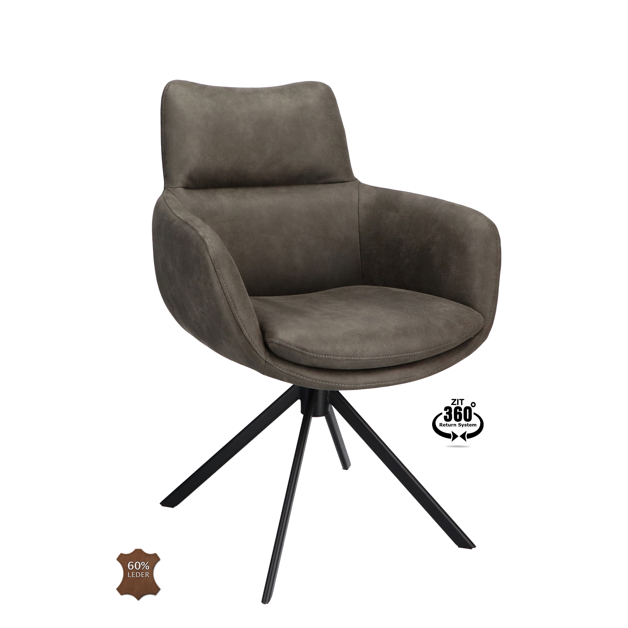 2048108-0.jpg Armstoel Soho Microleder Bull Graphite 66 Leg Black 360° Return-systeem - Afbeelding 1