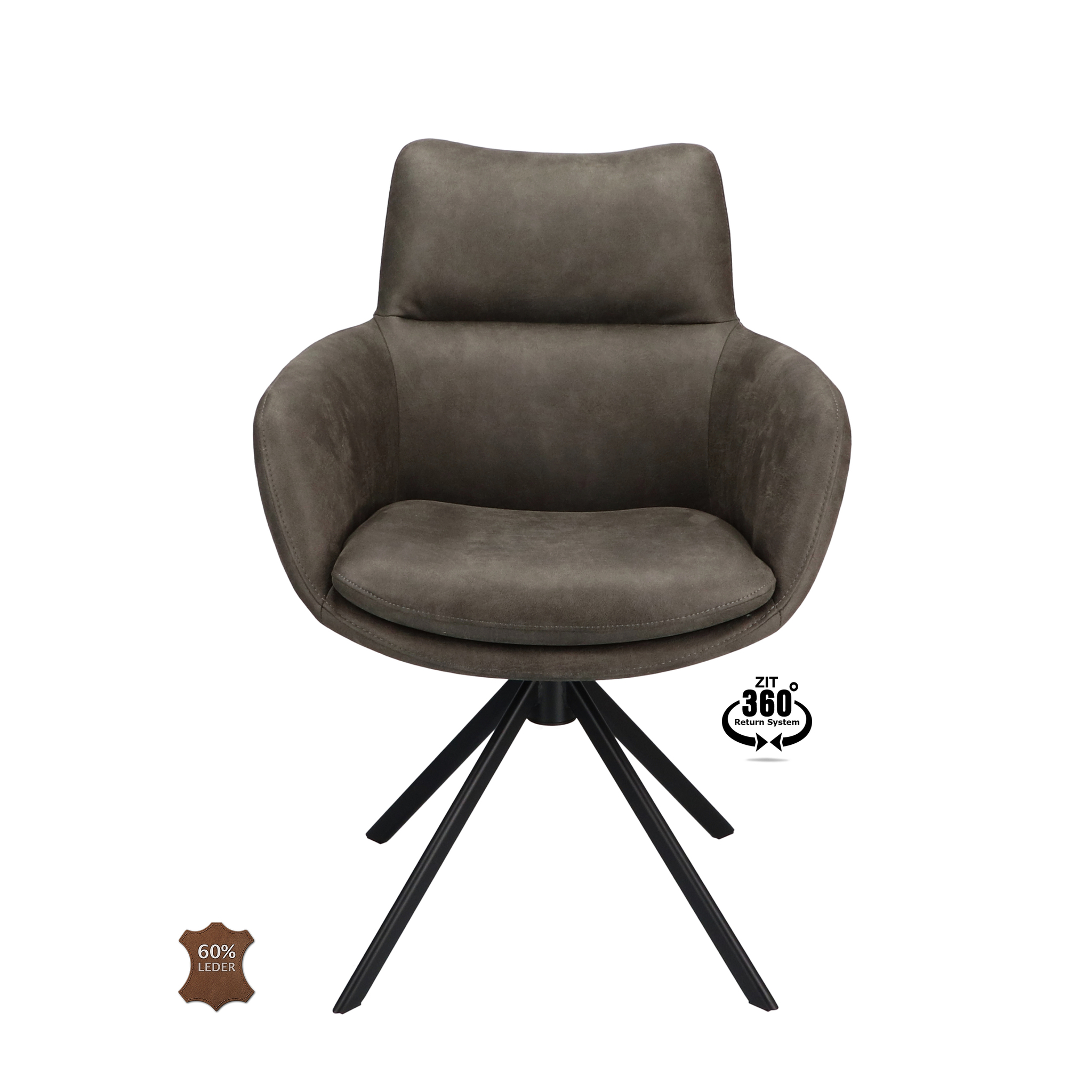 2048108-1.jpg Armstoel Soho Microleder Bull Graphite 66 Leg Black 360° Return-systeem - Afbeelding 2