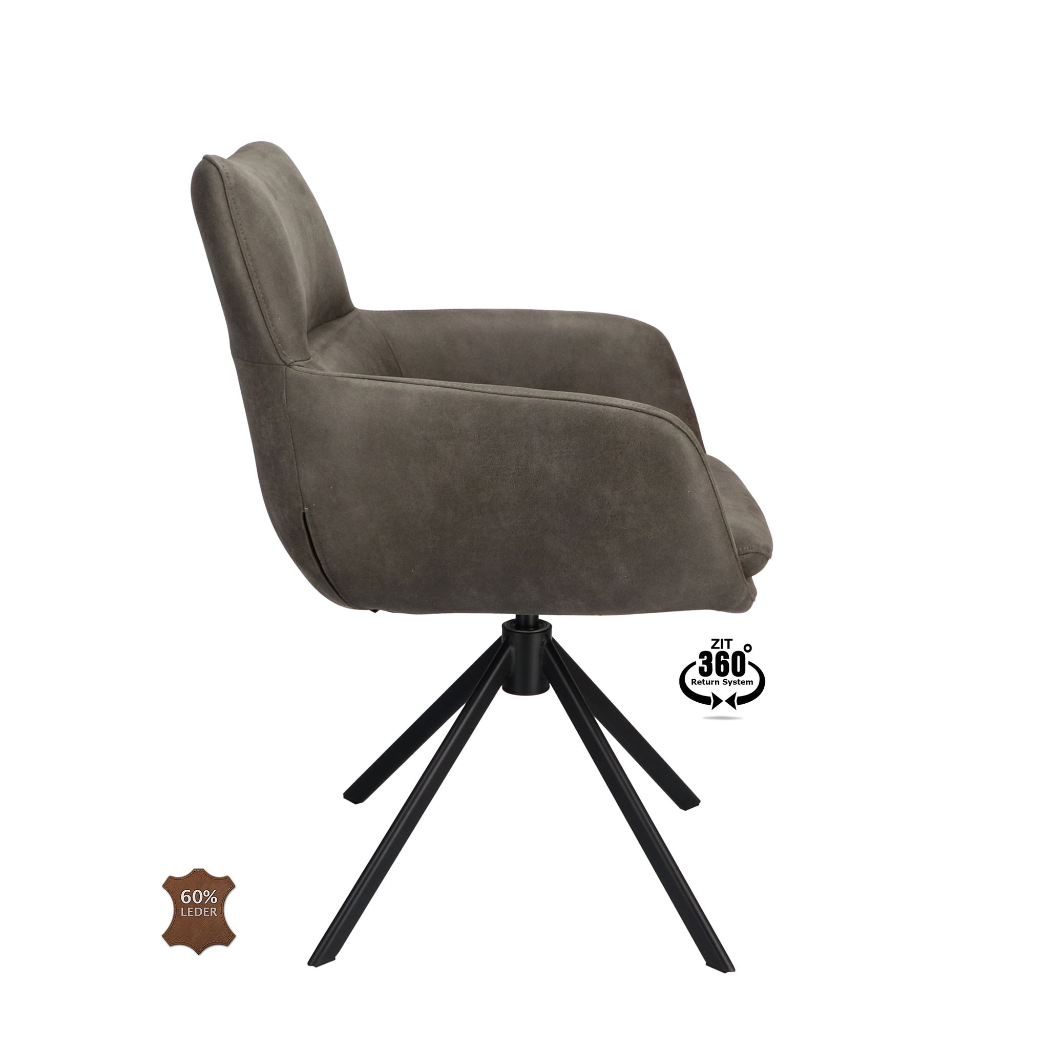 2048108-2.jpg Armstoel Soho Microleder Bull Graphite 66 Leg Black 360° Return-systeem - Afbeelding 3