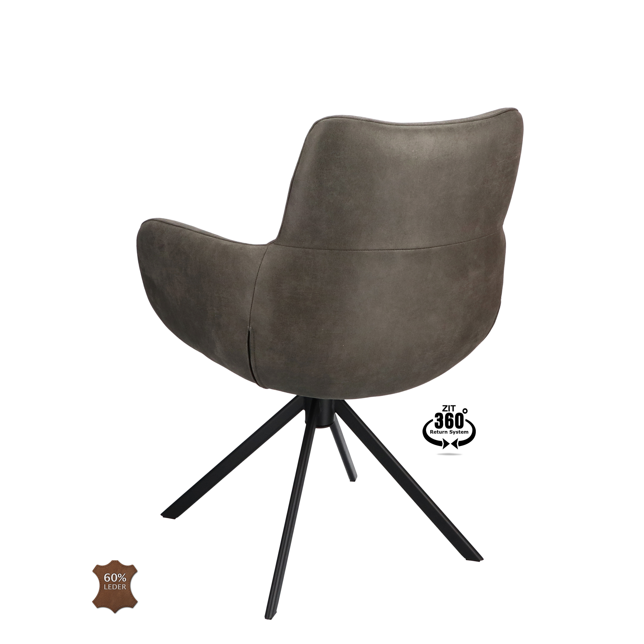2048108-3.jpg Armstoel Soho Microleder Bull Graphite 66 Leg Black 360° Return-systeem - Afbeelding 4
