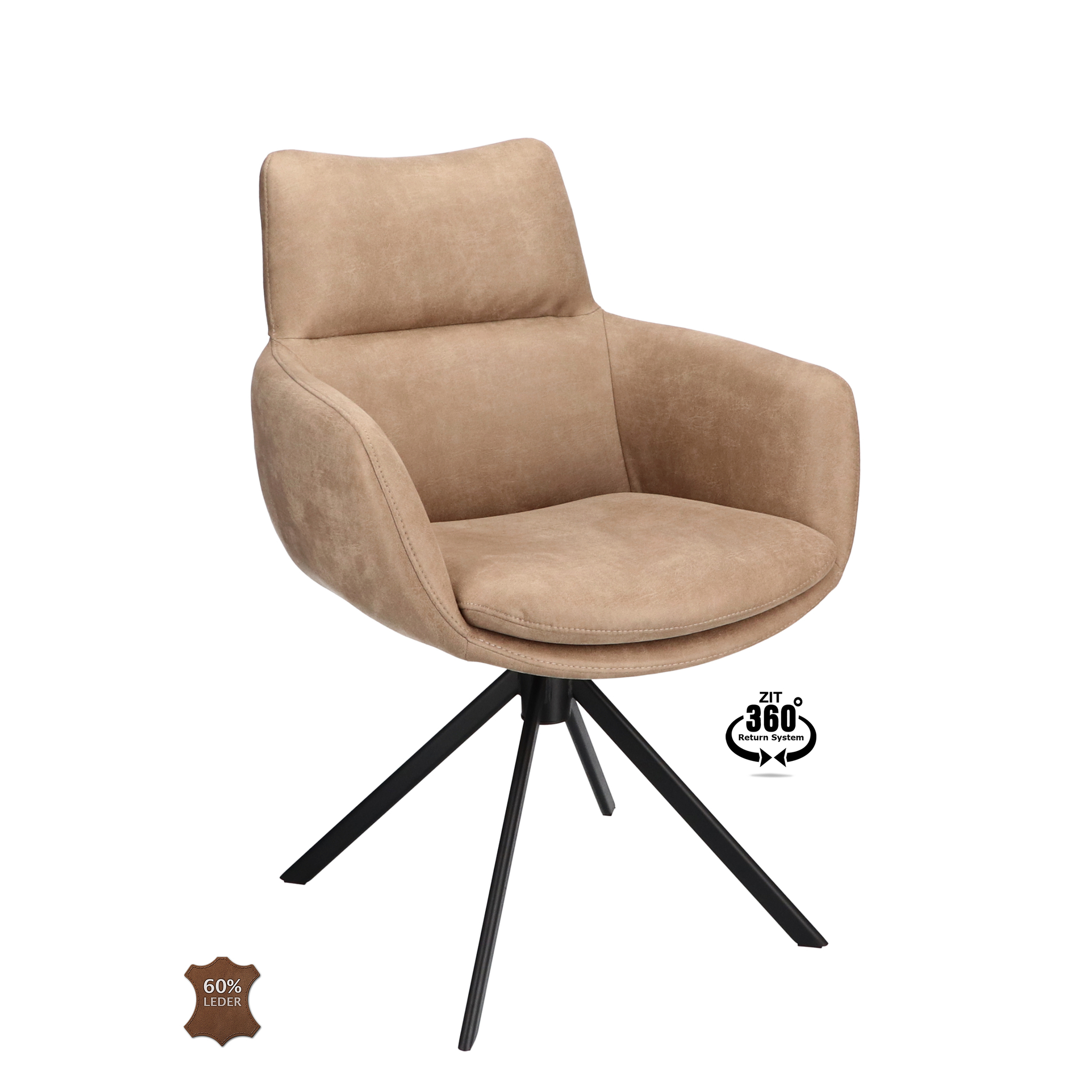2048109-0.jpg Armstoel Soho Microleder Bull Liver 10 Leg Black 360° Return-systeem - Afbeelding 1