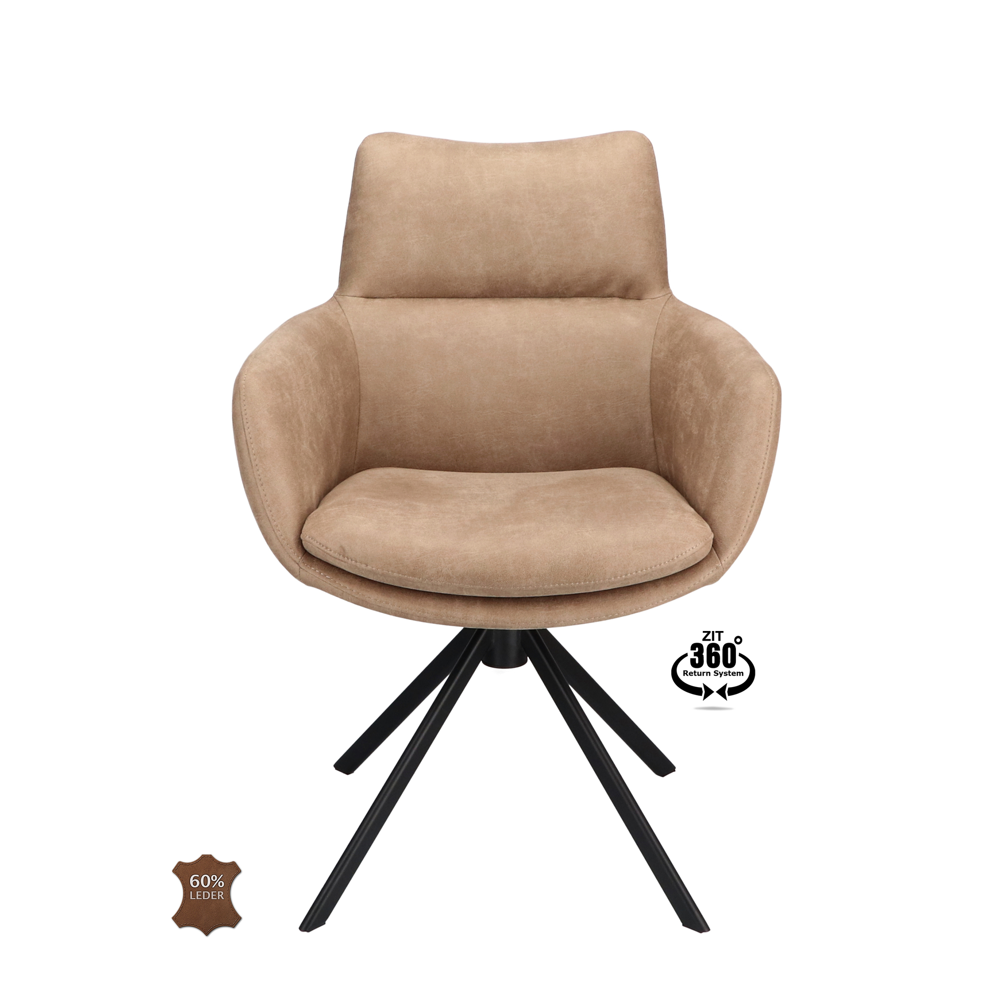 2048109-1.jpg Armstoel Soho Microleder Bull Liver 10 Leg Black 360° Return-systeem - Afbeelding 2