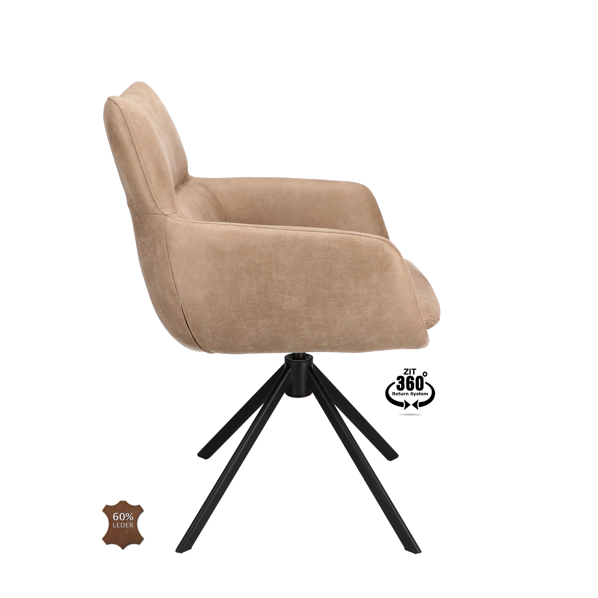 2048109-2.jpg Armstoel Soho Microleder Bull Liver 10 Leg Black 360° Return-systeem - Afbeelding 3