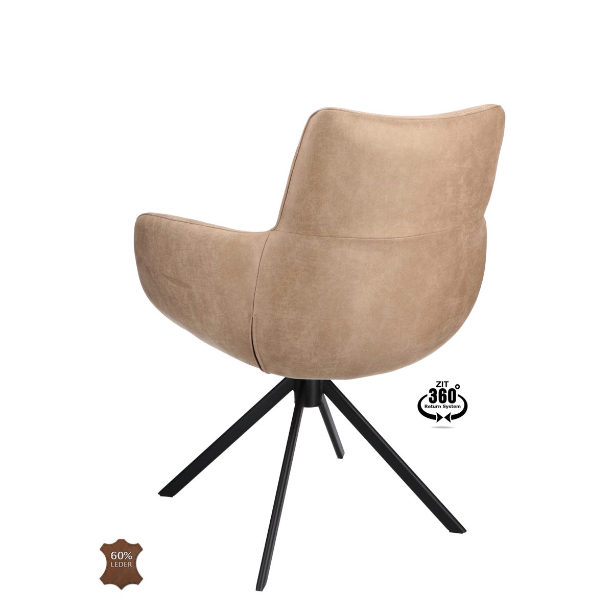 Armstoel Soho Microleder Bull Liver 10 Leg Black 360° Return-systeem - Afbeelding 4