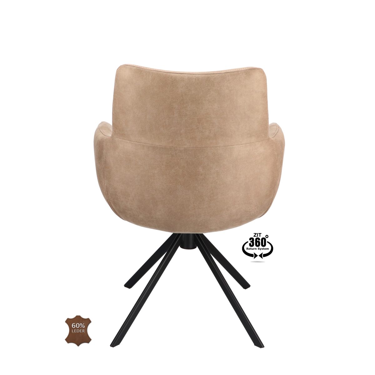 Armstoel Soho Microleder Bull Liver 10 Leg Black 360° Return-systeem - Afbeelding 5