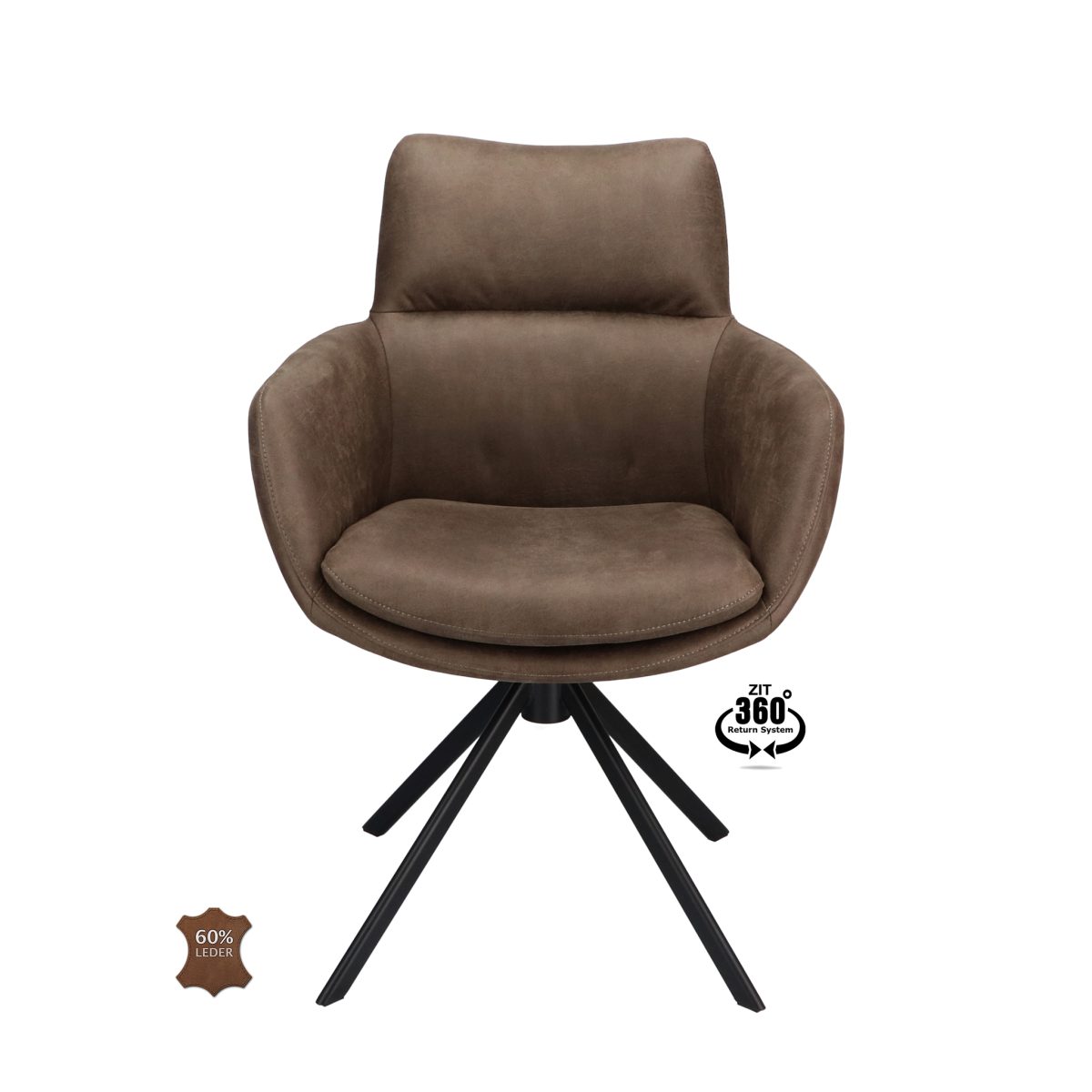 Armstoel Soho Microleder Bull Wood 108 Leg Black 360° Return-systeem - Afbeelding 2