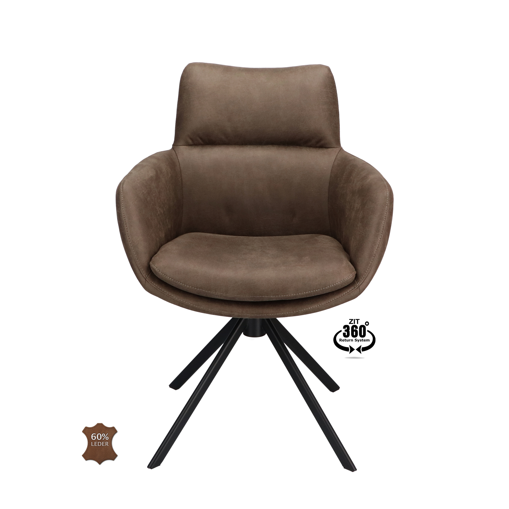 2048110-1.jpg Armstoel Soho Microleder Bull Wood 108 Leg Black 360° Return-systeem - Afbeelding 2