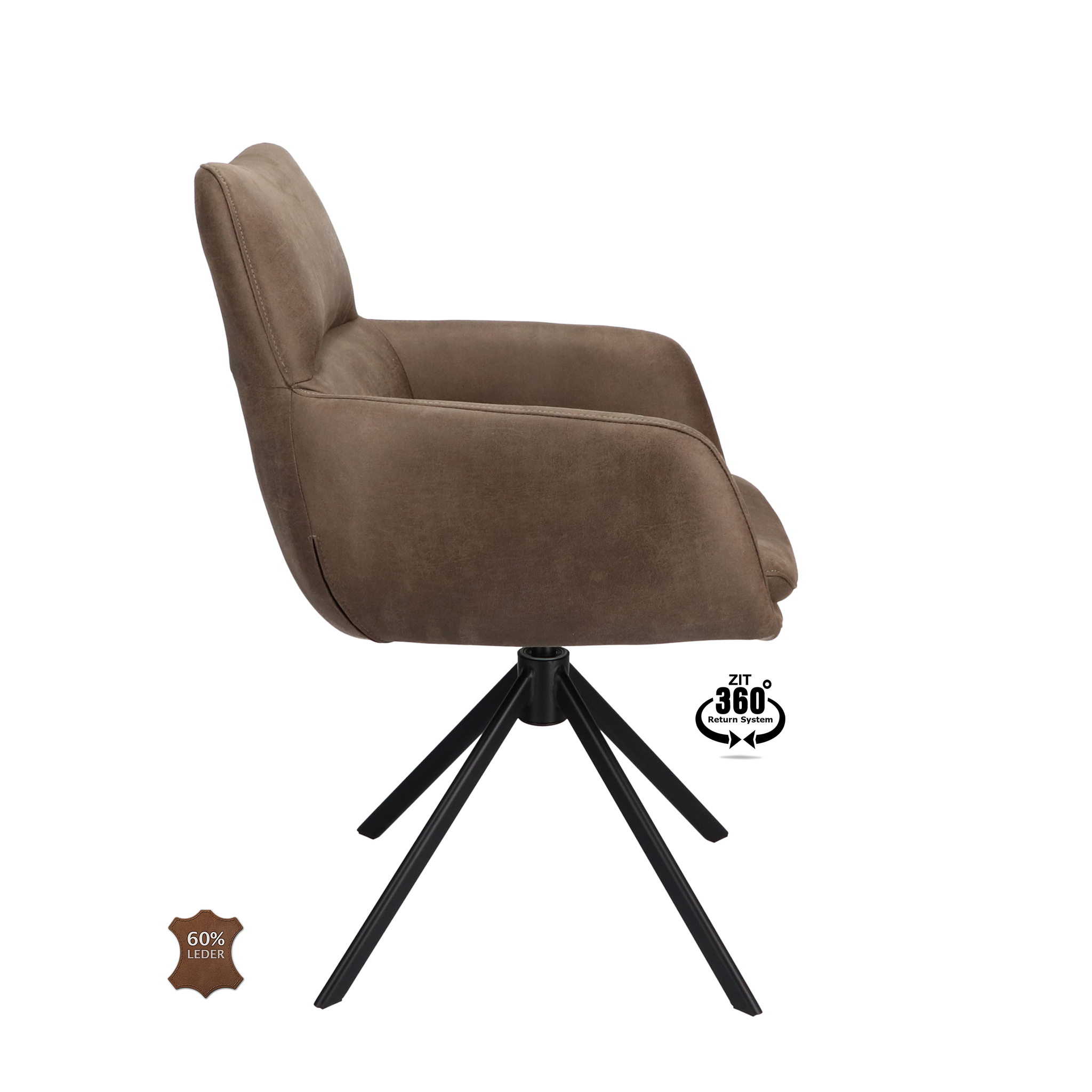 2048110-2.jpg Armstoel Soho Microleder Bull Wood 108 Leg Black 360° Return-systeem - Afbeelding 3