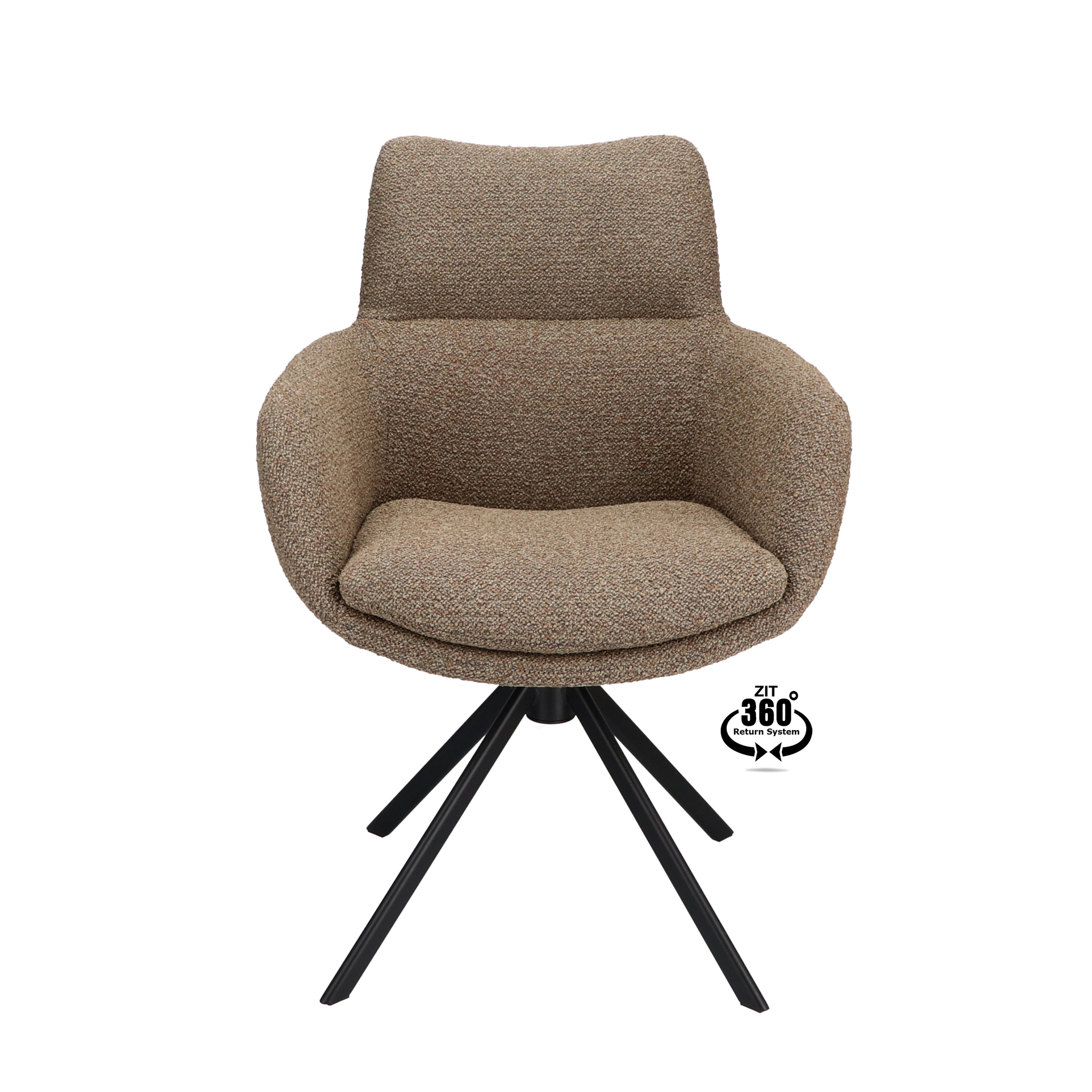 2048111-1.jpg Armstoel Soho Stof Rhythm Bruin 15 Poot Zwart 360° Retoursysteem - Afbeelding 2