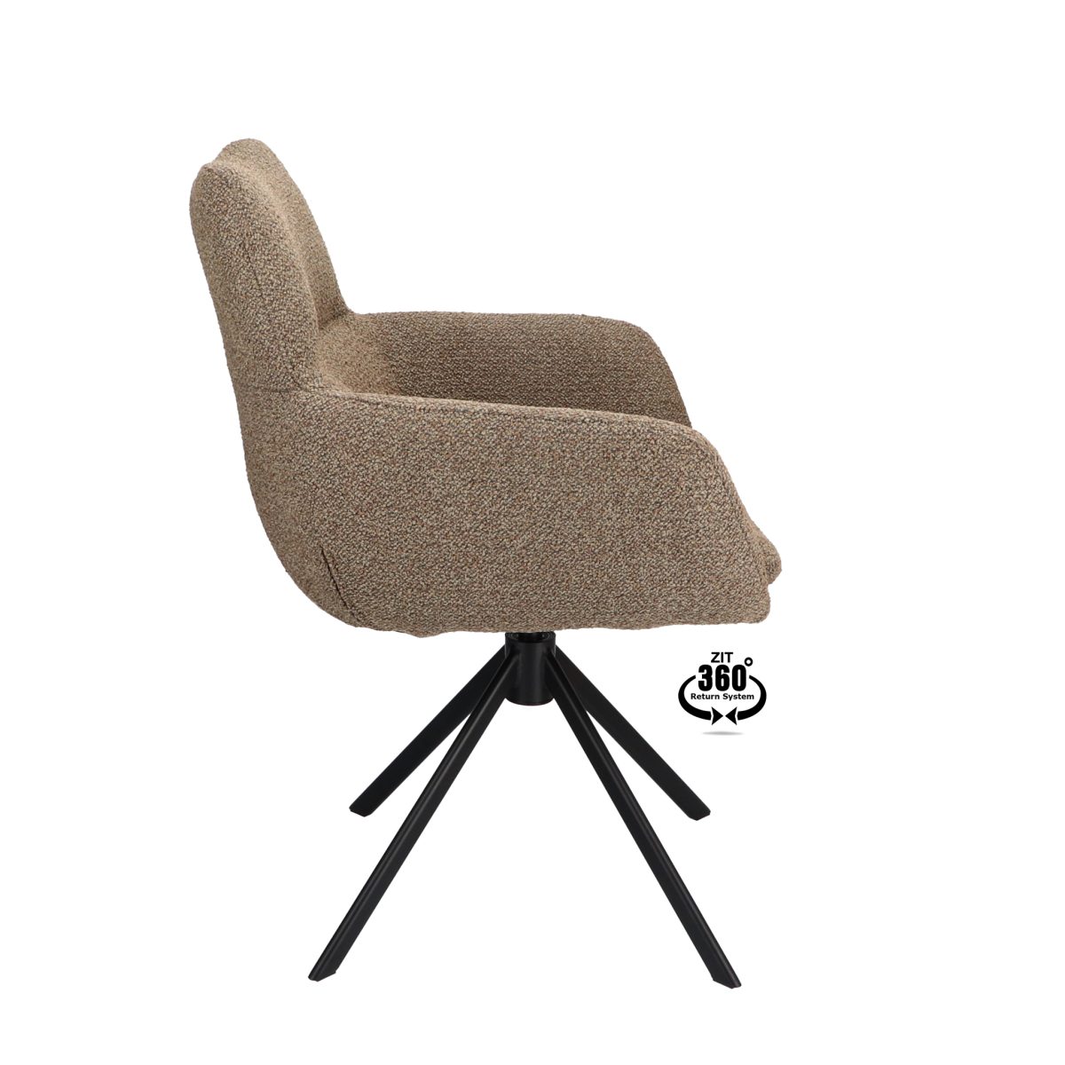 Armstoel Soho Stof Rhythm Bruin 15 Poot Zwart 360° Retoursysteem - Afbeelding 3