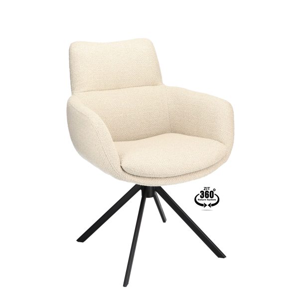 Armstoel Soho Stof Rhythm Natural 01 Poot Zwart 360° Retour-systeem