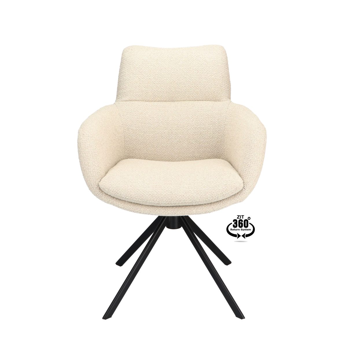 Armstoel Soho Stof Rhythm Natural 01 Poot Zwart 360° Retour-systeem - Afbeelding 2