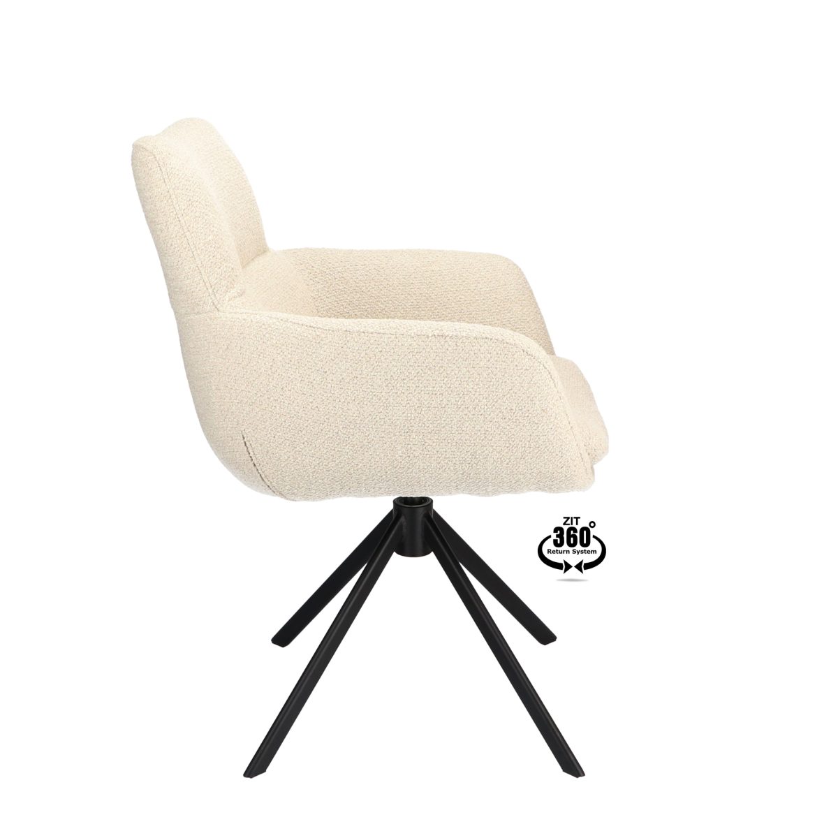 Armstoel Soho Stof Rhythm Natural 01 Poot Zwart 360° Retour-systeem - Afbeelding 3