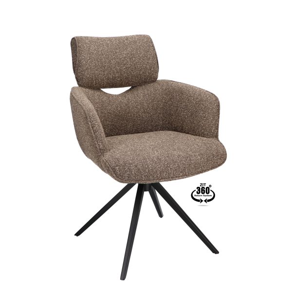 Armstoel Bottega Stof Lodge Sepia 176 Poot Zwart 360° Retoursysteem