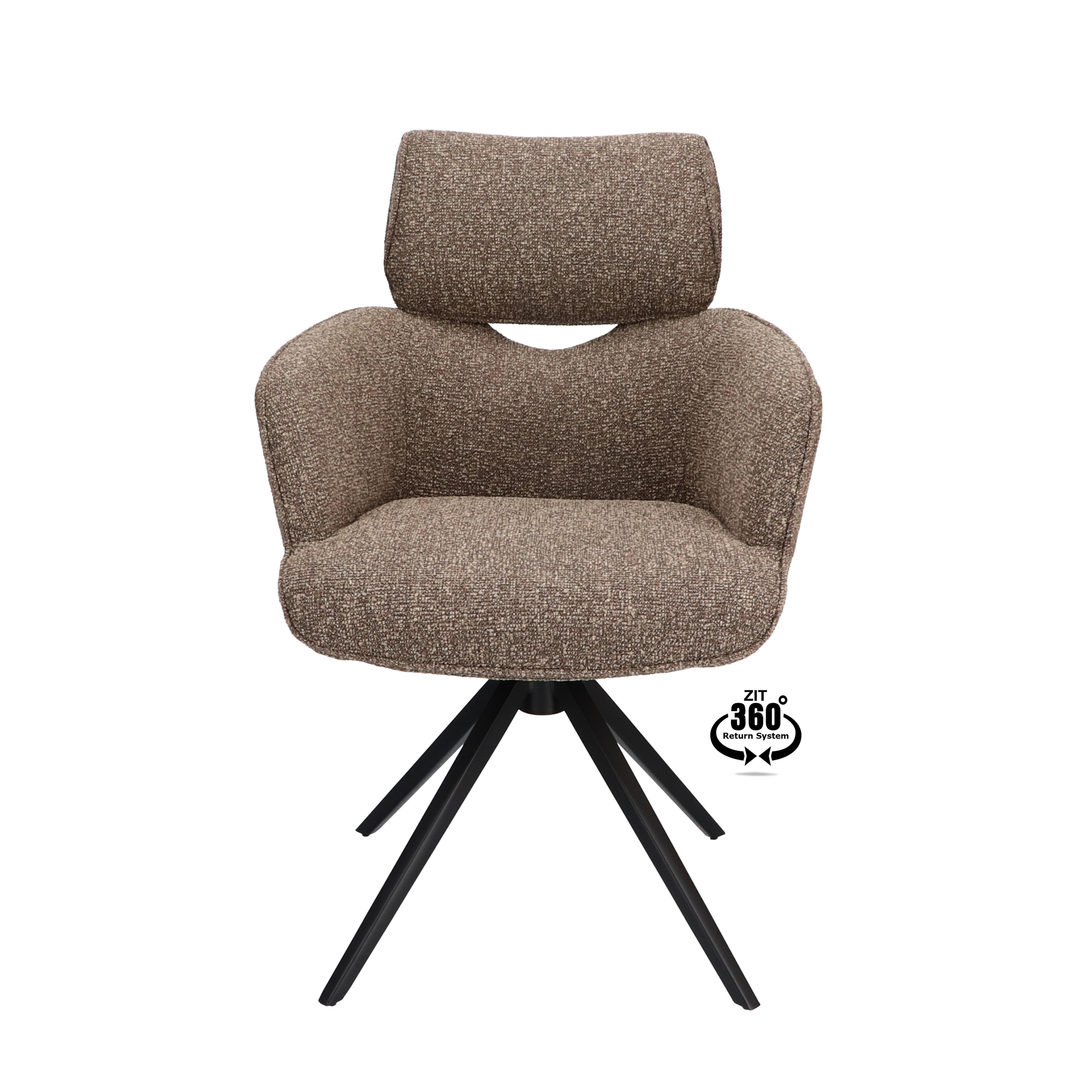 2048122-1.jpg Armstoel Bottega Stof Lodge Sepia 176 Poot Zwart 360° Retoursysteem - Afbeelding 2