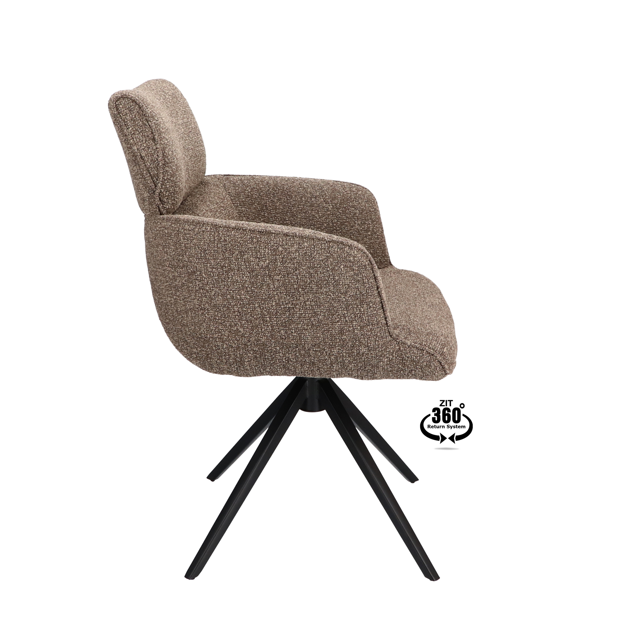 2048122-2.jpg Armstoel Bottega Stof Lodge Sepia 176 Poot Zwart 360° Retoursysteem - Afbeelding 3
