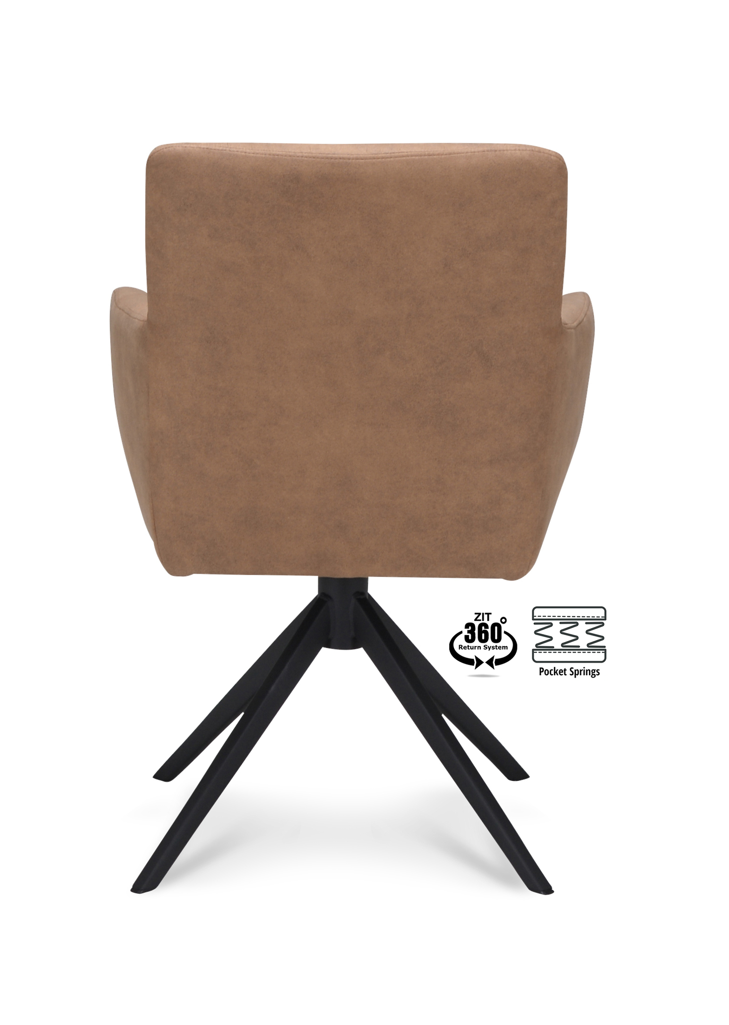 2048338-4.jpg Armstoel Maeve Stof Cowboy 801 Mocca Poot Zwart 360° Retoursysteem - Afbeelding 5