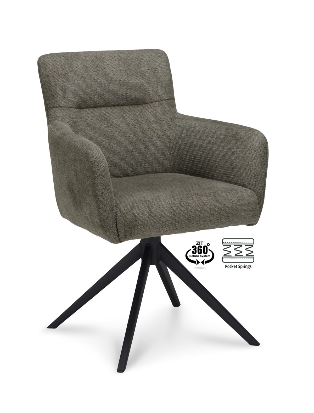 Armstoel Maeve Stof Mito Hunter 156 Poot Zwart 360° Retour-systeem - Afbeelding 1