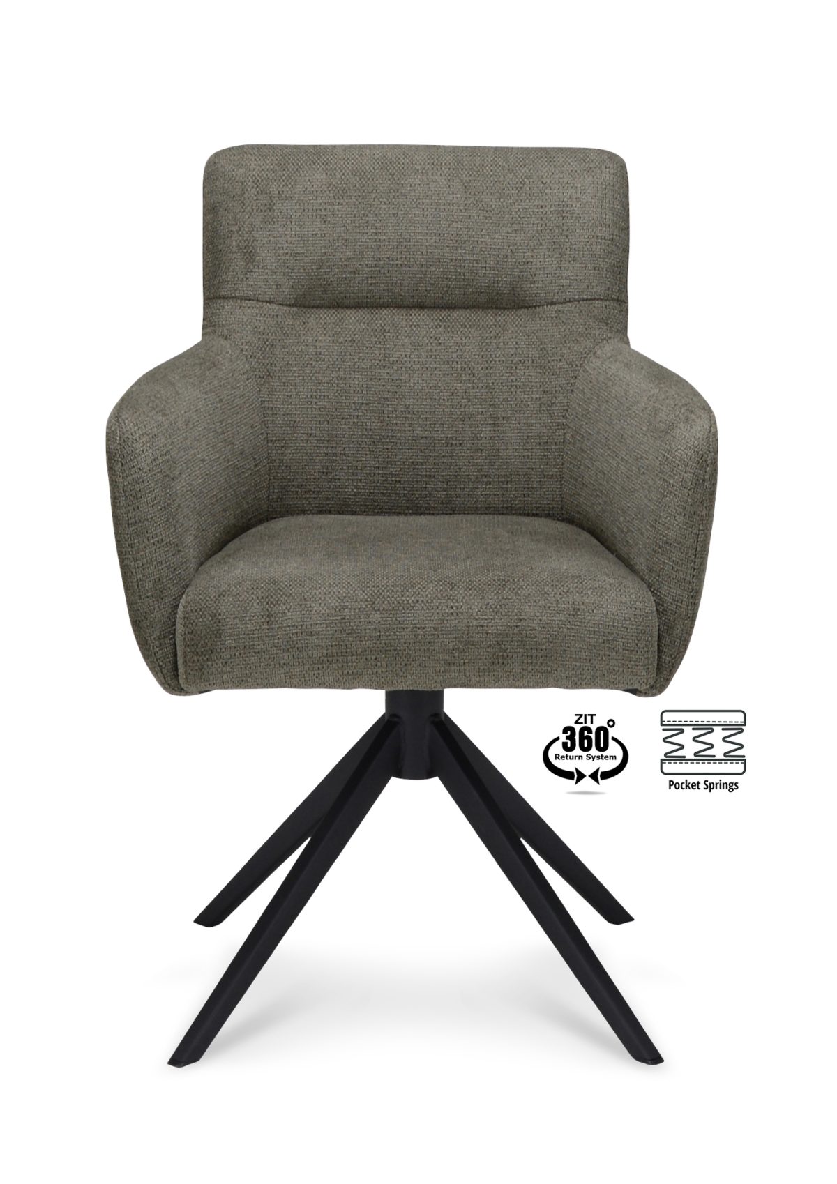 Armstoel Maeve Stof Mito Hunter 156 Poot Zwart 360° Retour-systeem - Afbeelding 2