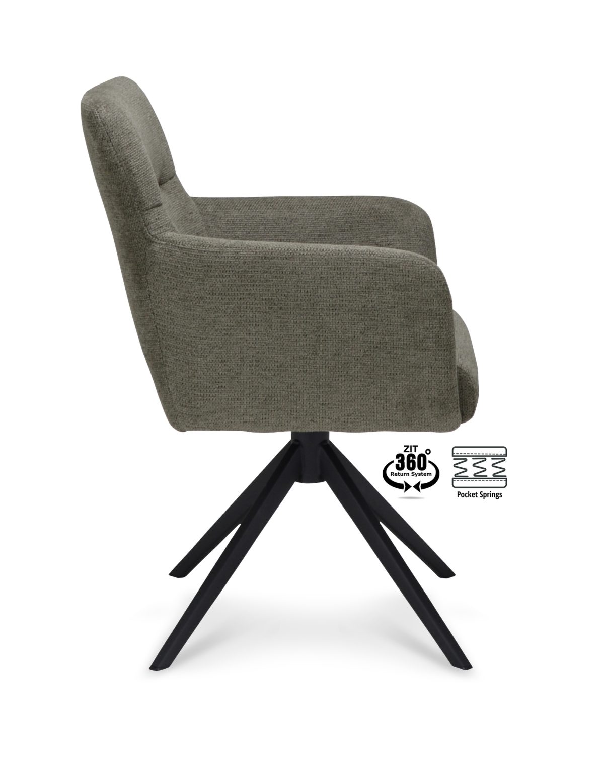 Armstoel Maeve Stof Mito Hunter 156 Poot Zwart 360° Retour-systeem - Afbeelding 3
