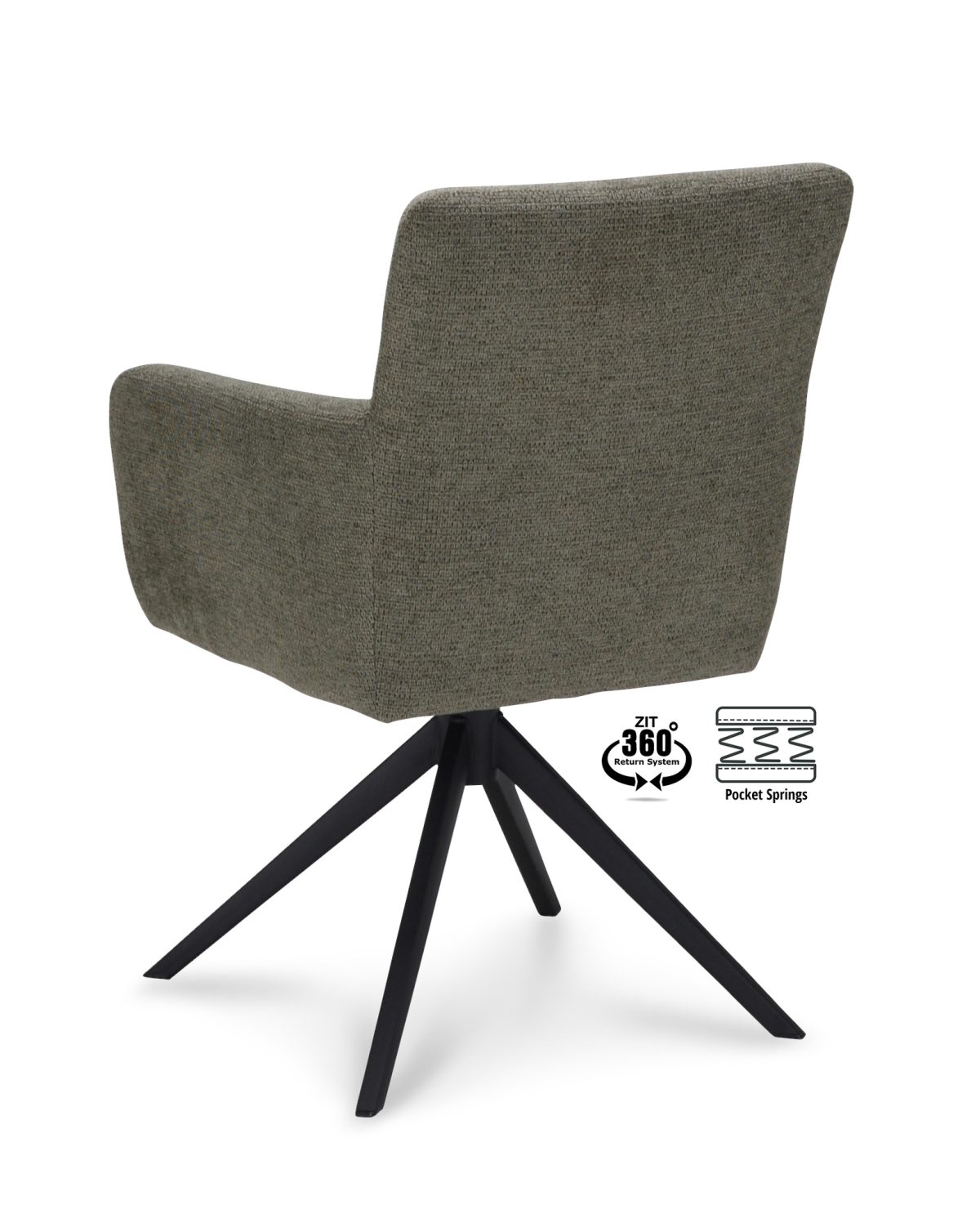 Armstoel Maeve Stof Mito Hunter 156 Poot Zwart 360° Retour-systeem - Afbeelding 4
