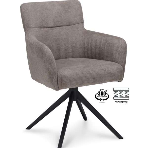 Armstoel Maeve Stof Mito Liver 10 Poot Zwart 360° Retour-systeem