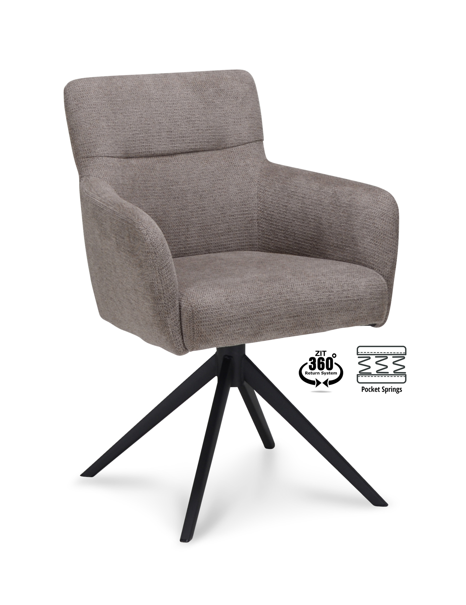 2048341-0.jpg Armstoel Maeve Stof Mito Liver 10 Poot Zwart 360° Retour-systeem - Afbeelding 1