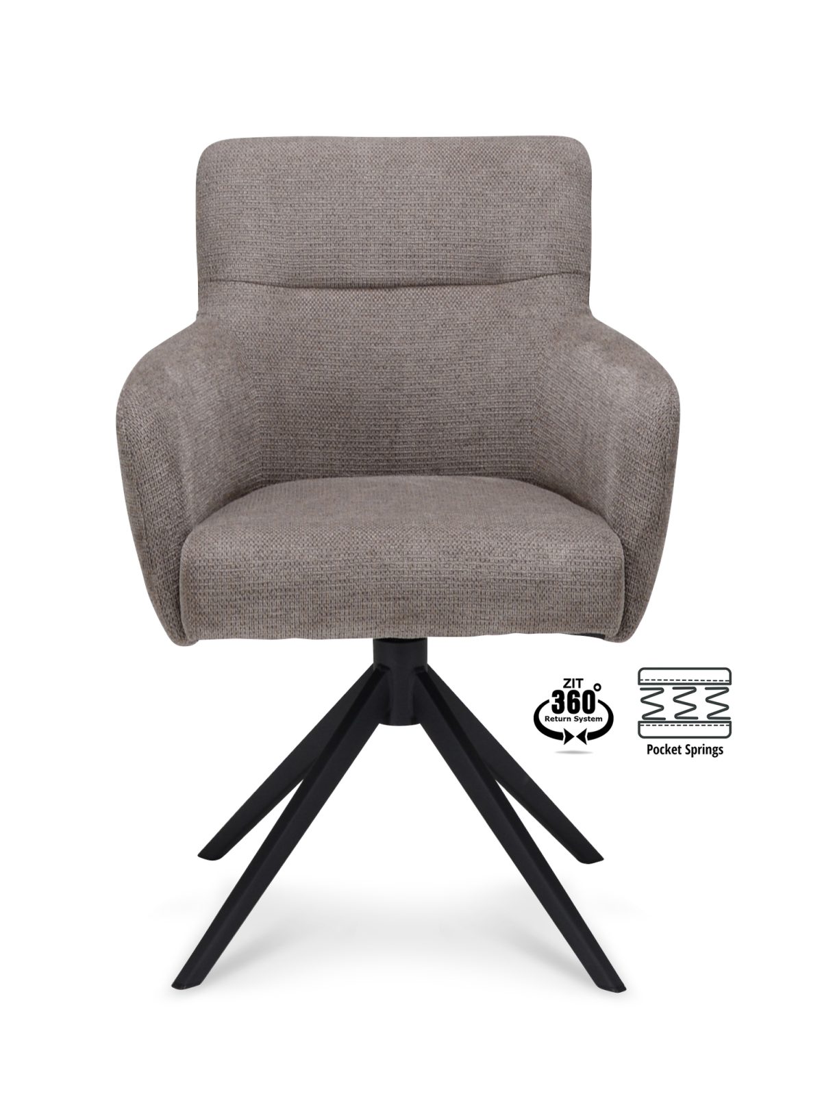 Armstoel Maeve Stof Mito Liver 10 Poot Zwart 360° Retour-systeem - Afbeelding 2