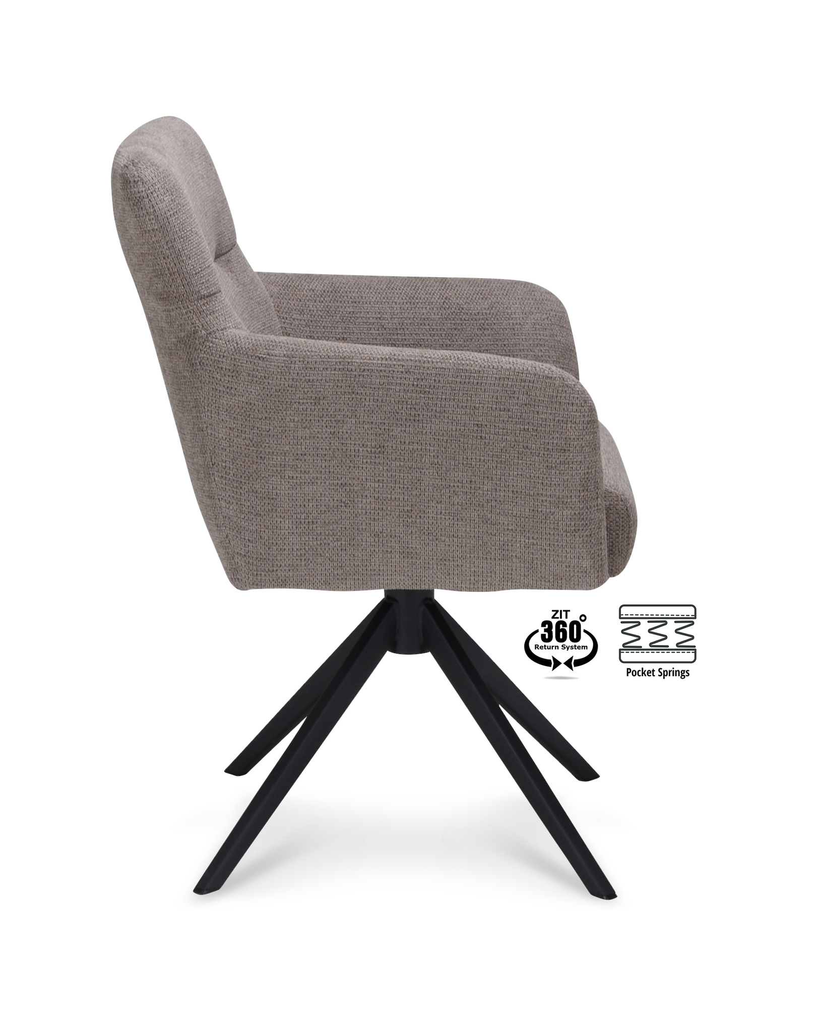 2048341-2.jpg Armstoel Maeve Stof Mito Liver 10 Poot Zwart 360° Retour-systeem - Afbeelding 3