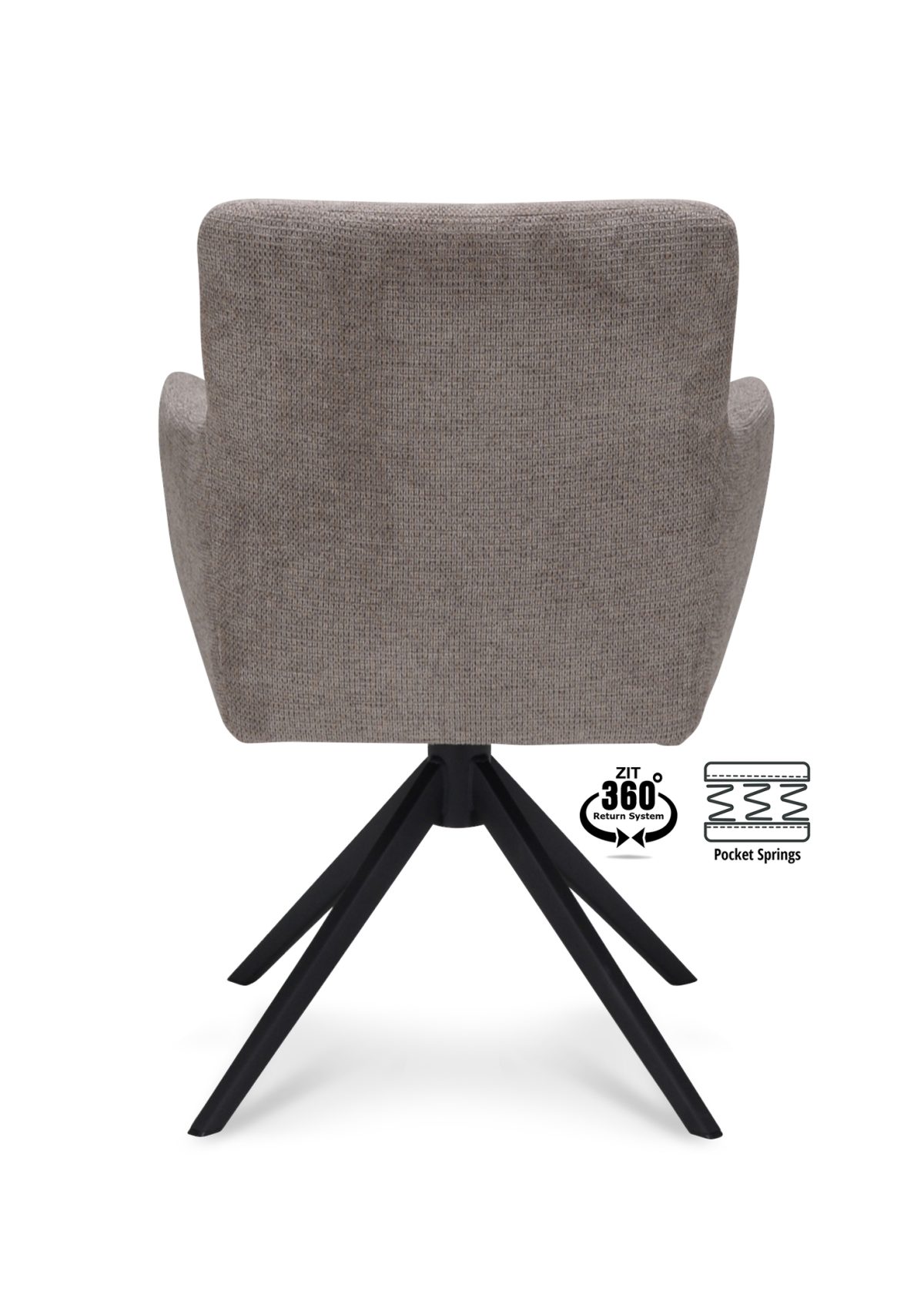 Armstoel Maeve Stof Mito Liver 10 Poot Zwart 360° Retour-systeem - Afbeelding 5