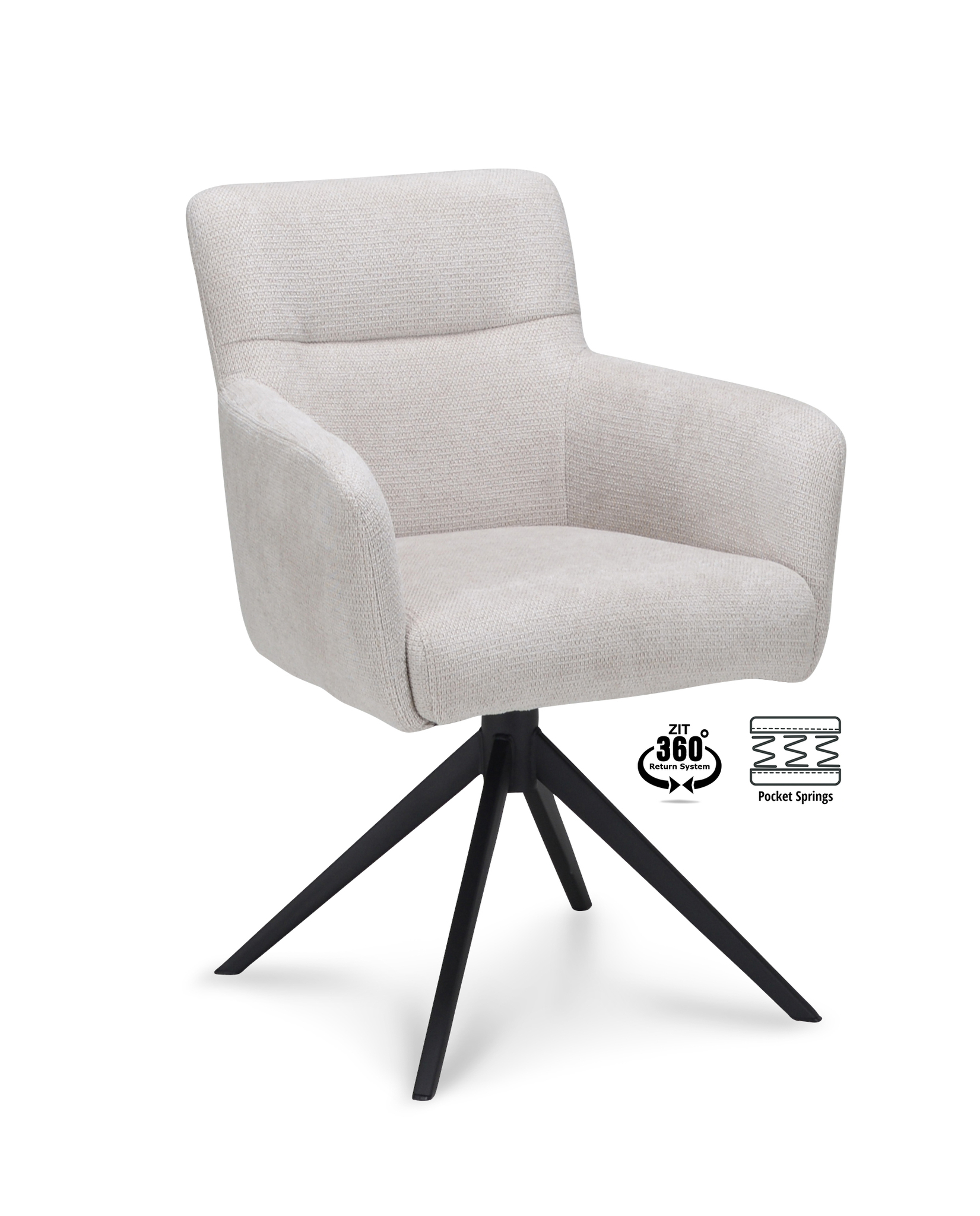 2048342-0.jpg Armstoel Maeve Stof Mito Natural 01 Poot Zwart 360° Retour-systeem - Afbeelding 1
