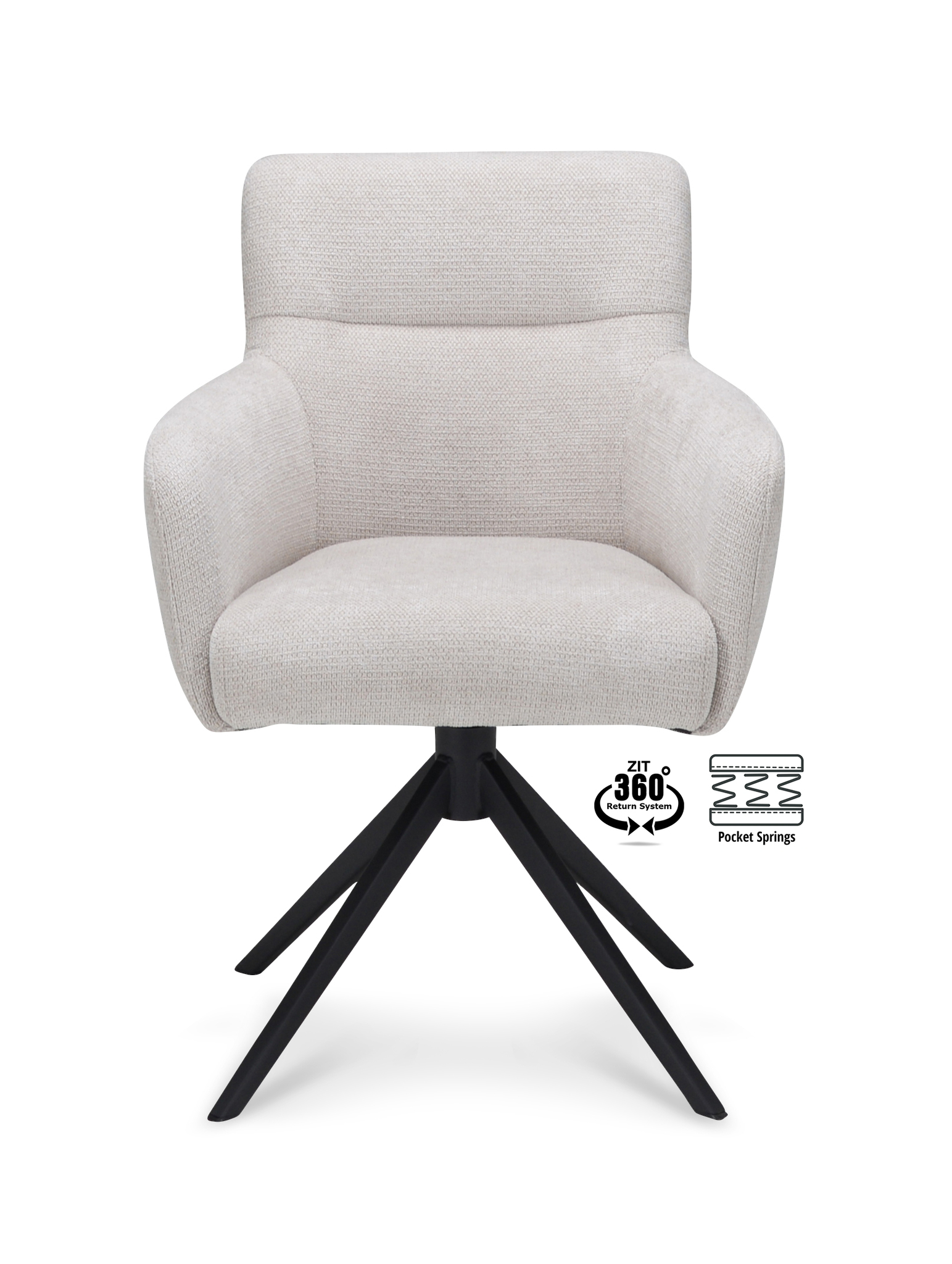 2048342-1.jpg Armstoel Maeve Stof Mito Natural 01 Poot Zwart 360° Retour-systeem - Afbeelding 2