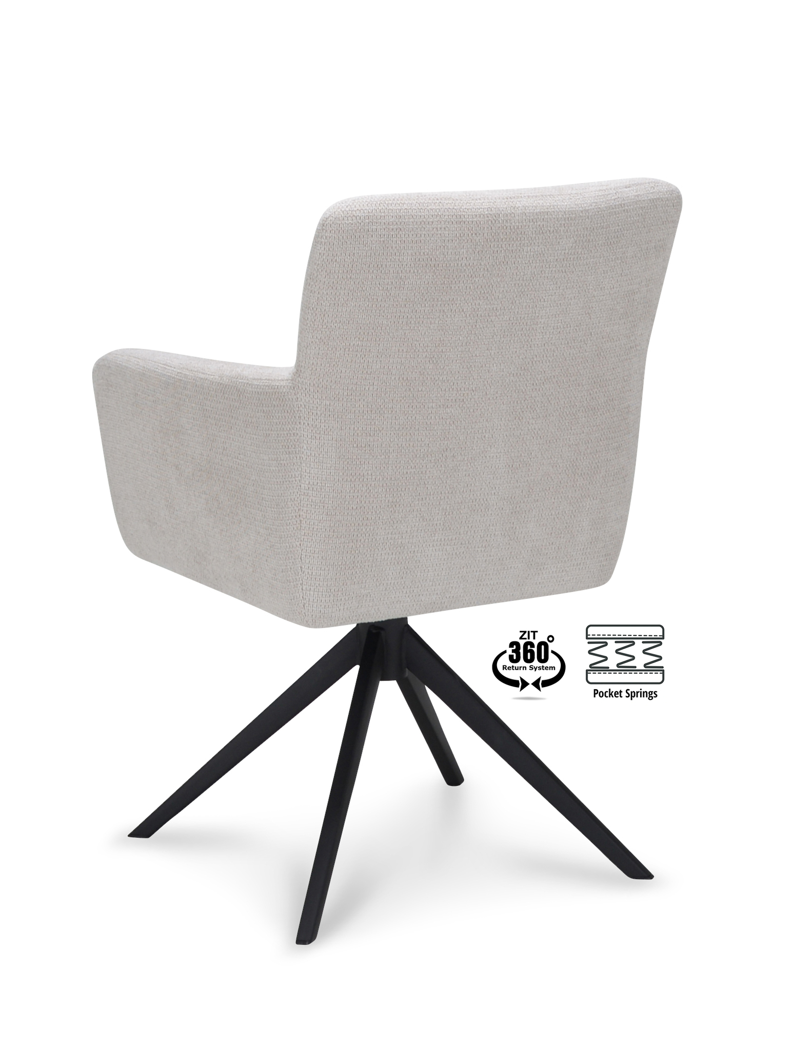 2048342-3.jpg Armstoel Maeve Stof Mito Natural 01 Poot Zwart 360° Retour-systeem - Afbeelding 4