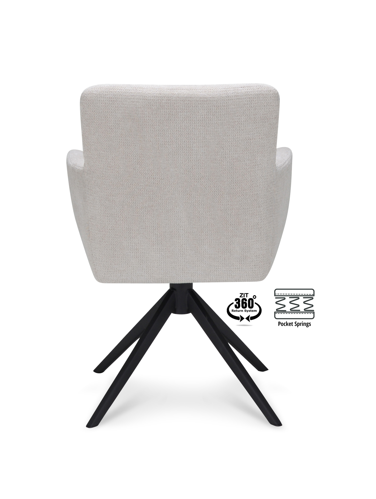 2048342-4.jpg Armstoel Maeve Stof Mito Natural 01 Poot Zwart 360° Retour-systeem - Afbeelding 5