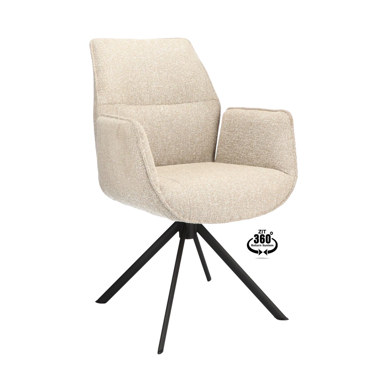 Armstoel Onyx Stof Lodge Beige 05 Poot Zwart 360° Retour-systeem - Afbeelding 1