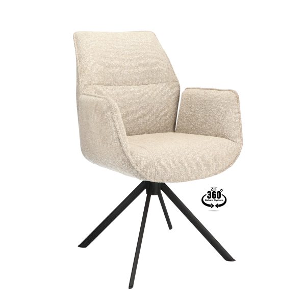 Armstoel Onyx Stof Lodge Beige 05 Poot Zwart 360° Retour-systeem