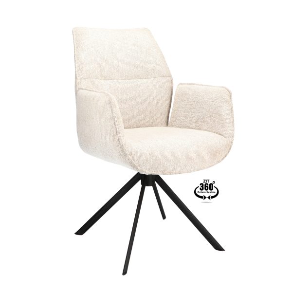Armstoel Onyx Stof Lodge Linen 110 Poot Zwart 360° Retoursysteem