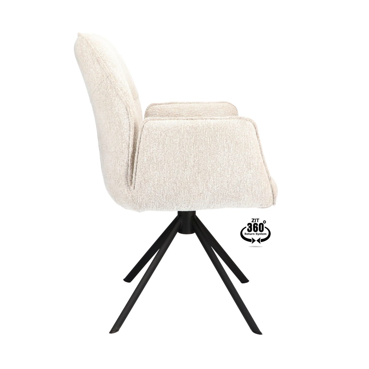 Armstoel Onyx Stof Lodge Linen 110 Poot Zwart 360° Retoursysteem - Afbeelding 3