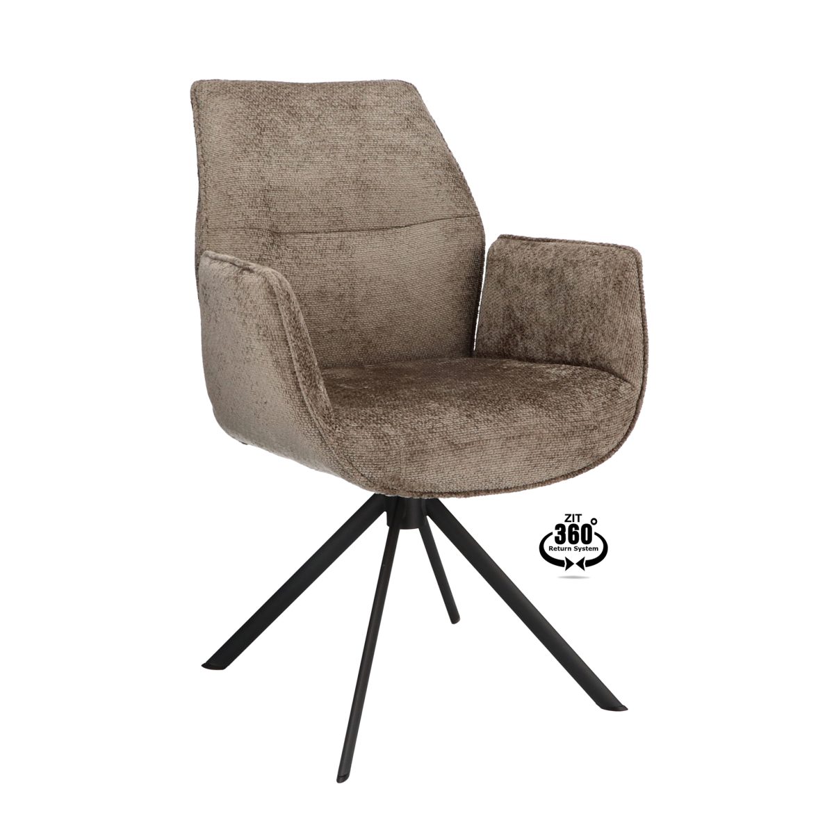 Armstoel Onyx Stof Film Taupe 12 Poot Zwart 360° Retoursysteem - Afbeelding 1