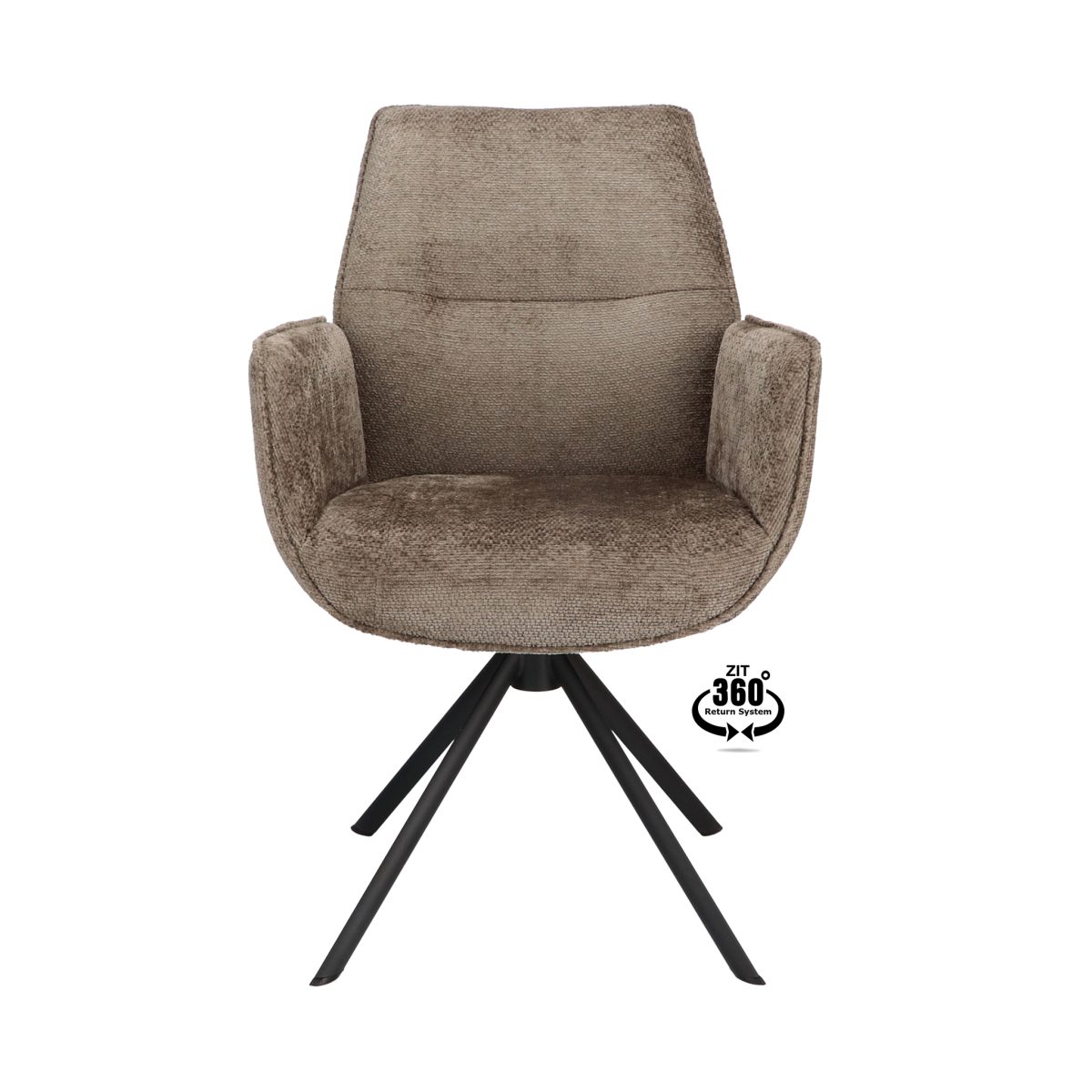 Armstoel Onyx Stof Film Taupe 12 Poot Zwart 360° Retoursysteem - Afbeelding 2