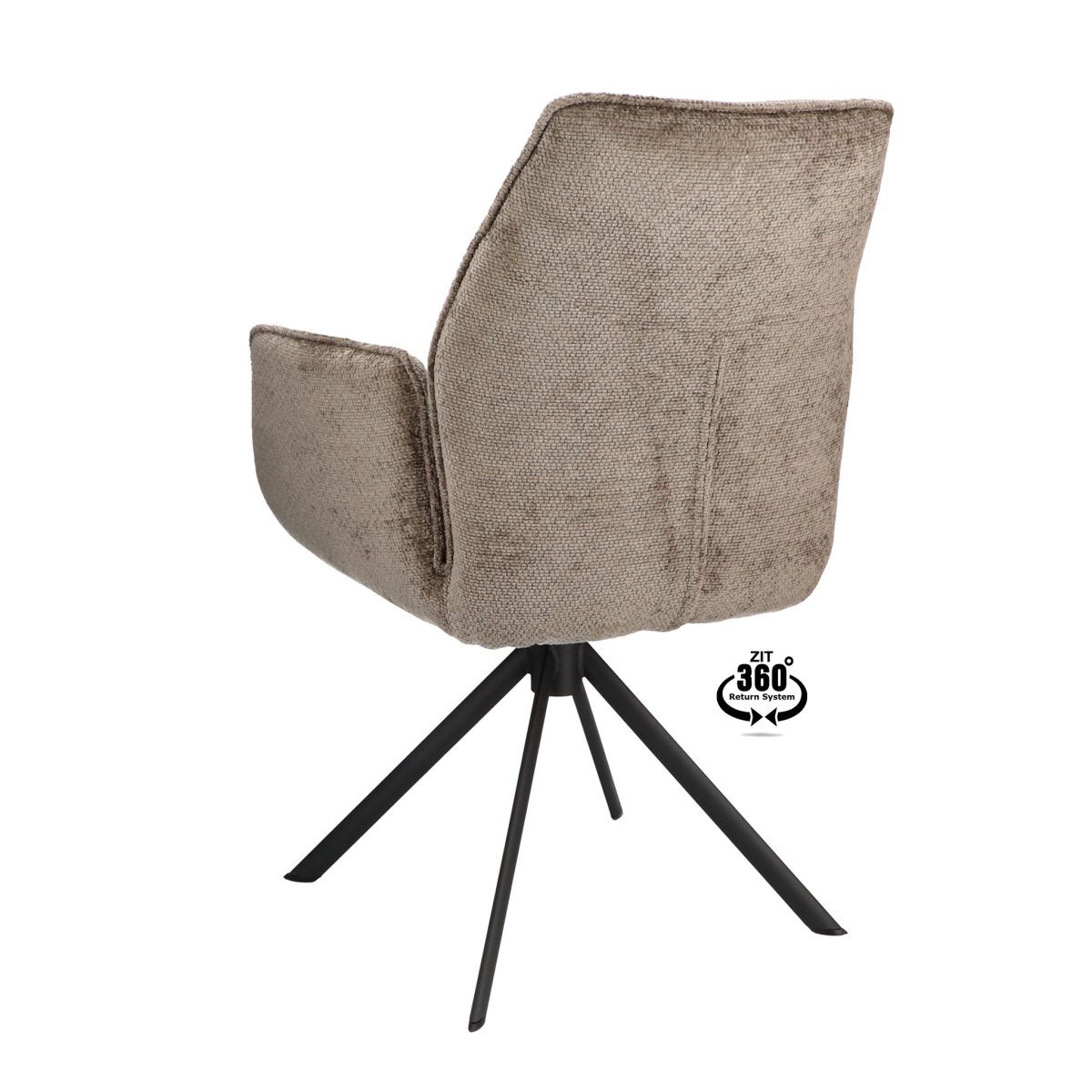 Armstoel Onyx Stof Film Taupe 12 Poot Zwart 360° Retoursysteem - Afbeelding 4