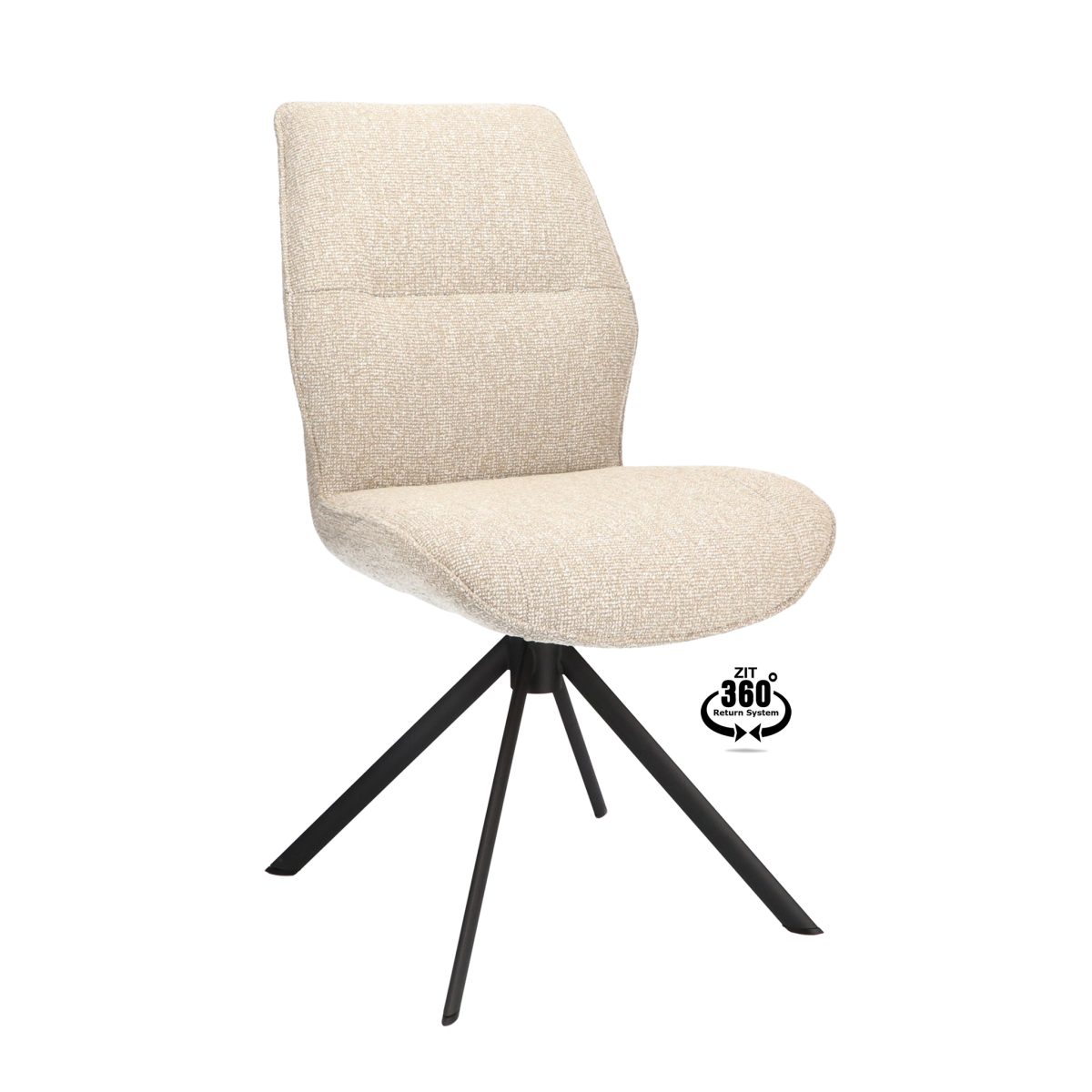 Stoel Onyx Stof Lodge Beige 05 Poot Zwart 360° Retoursysteem - Afbeelding 1