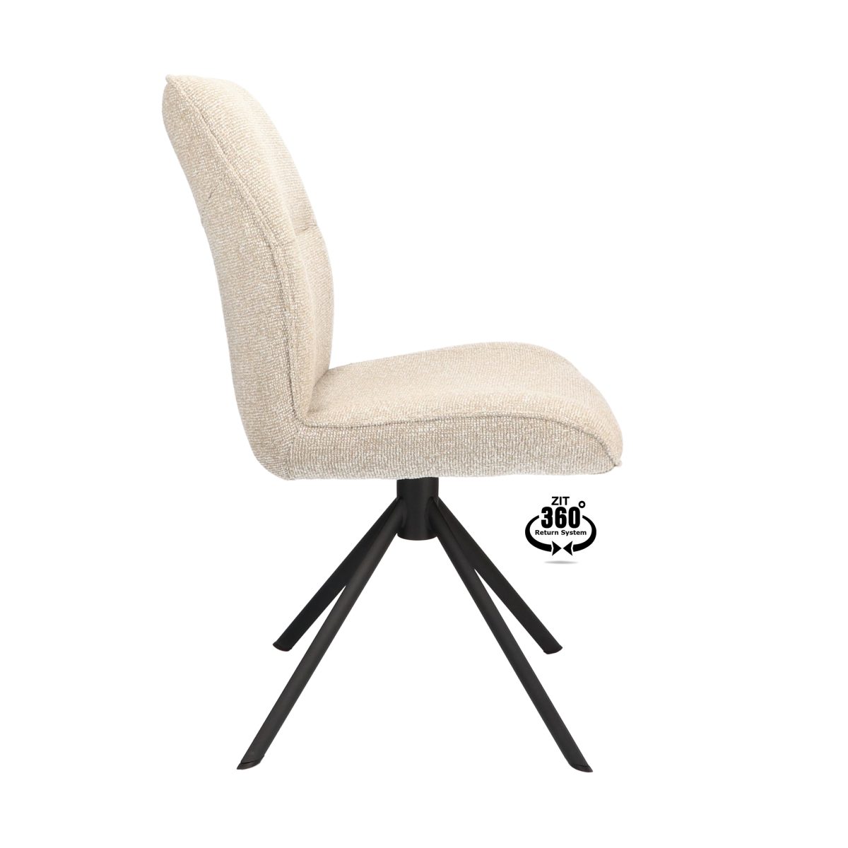 Stoel Onyx Stof Lodge Beige 05 Poot Zwart 360° Retoursysteem - Afbeelding 3