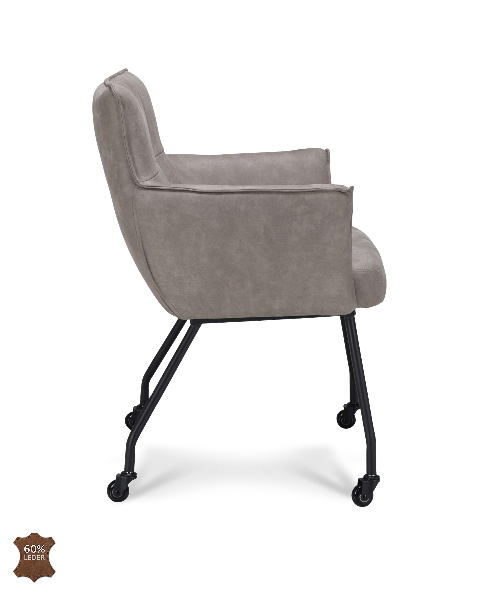 2048473-2.jpg Armstoel Nevada op Wielen Microleder Bull Clay 84 Poten Zwart Op Wielen - Afbeelding 3
